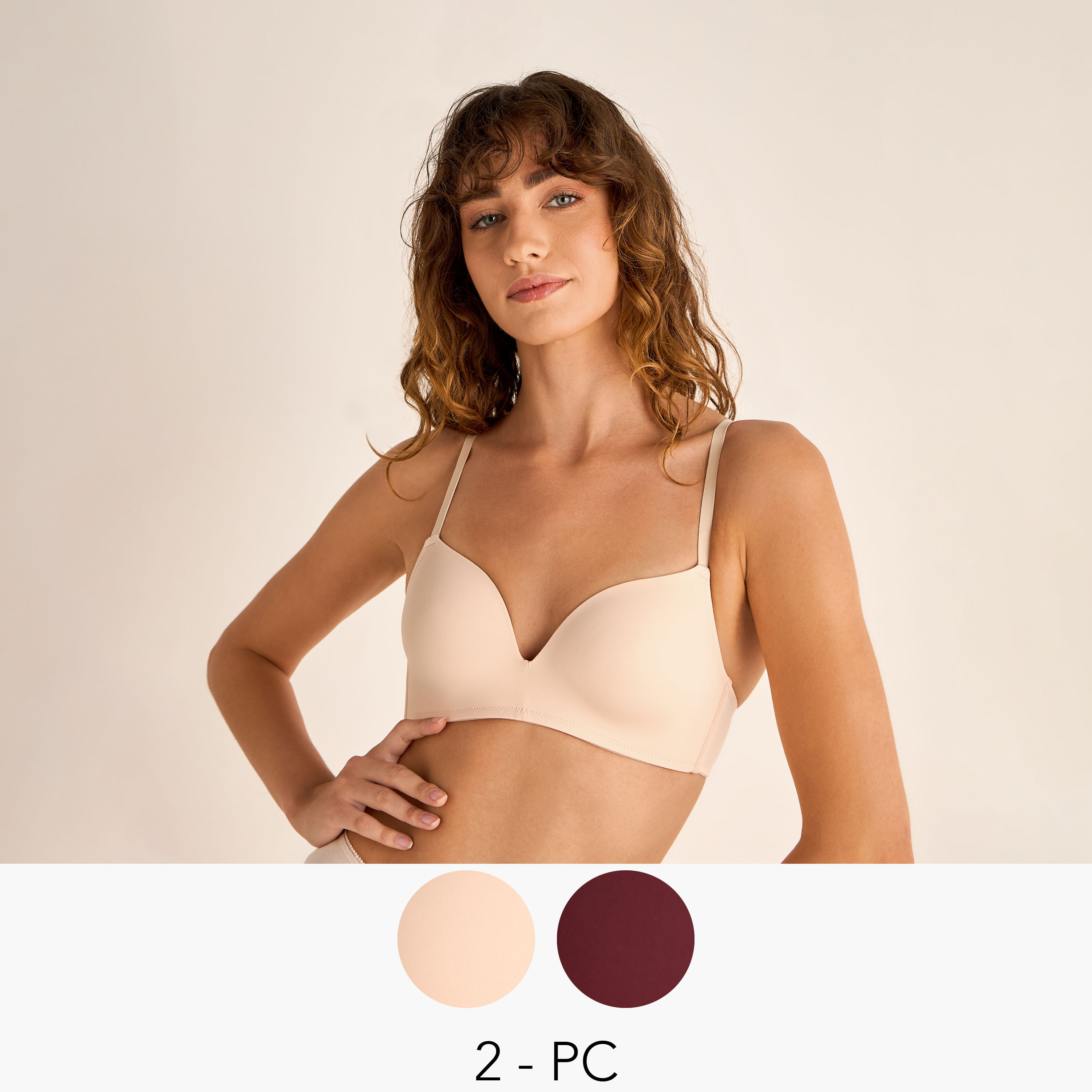 طقم صدريات بدون سلك قطعتين بمشبك إغلاق-women-clothing-lingerie-bras-image-1