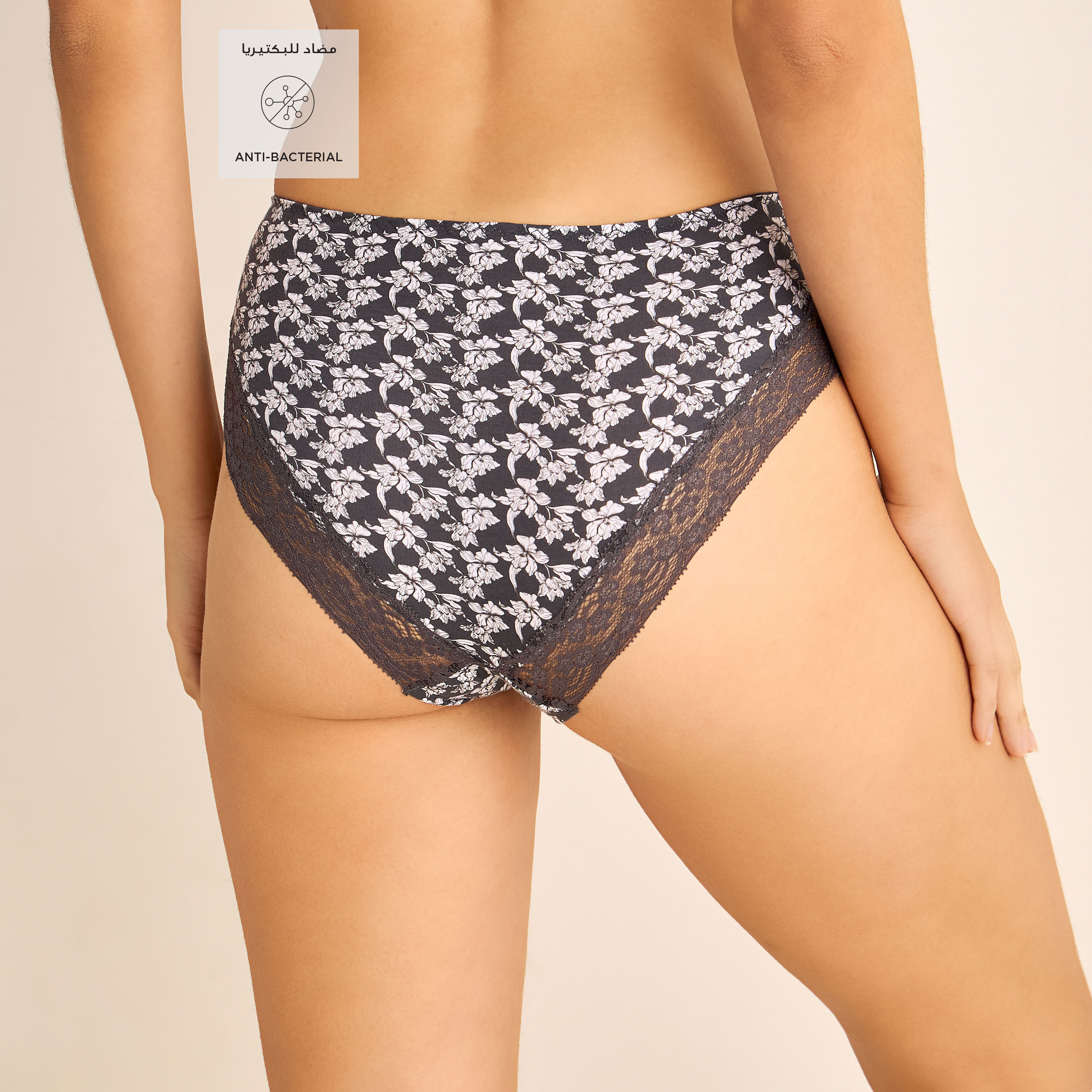 Printed High Rise Briefs with Lace Detail-women-clothing-lingerie-panties-image-2