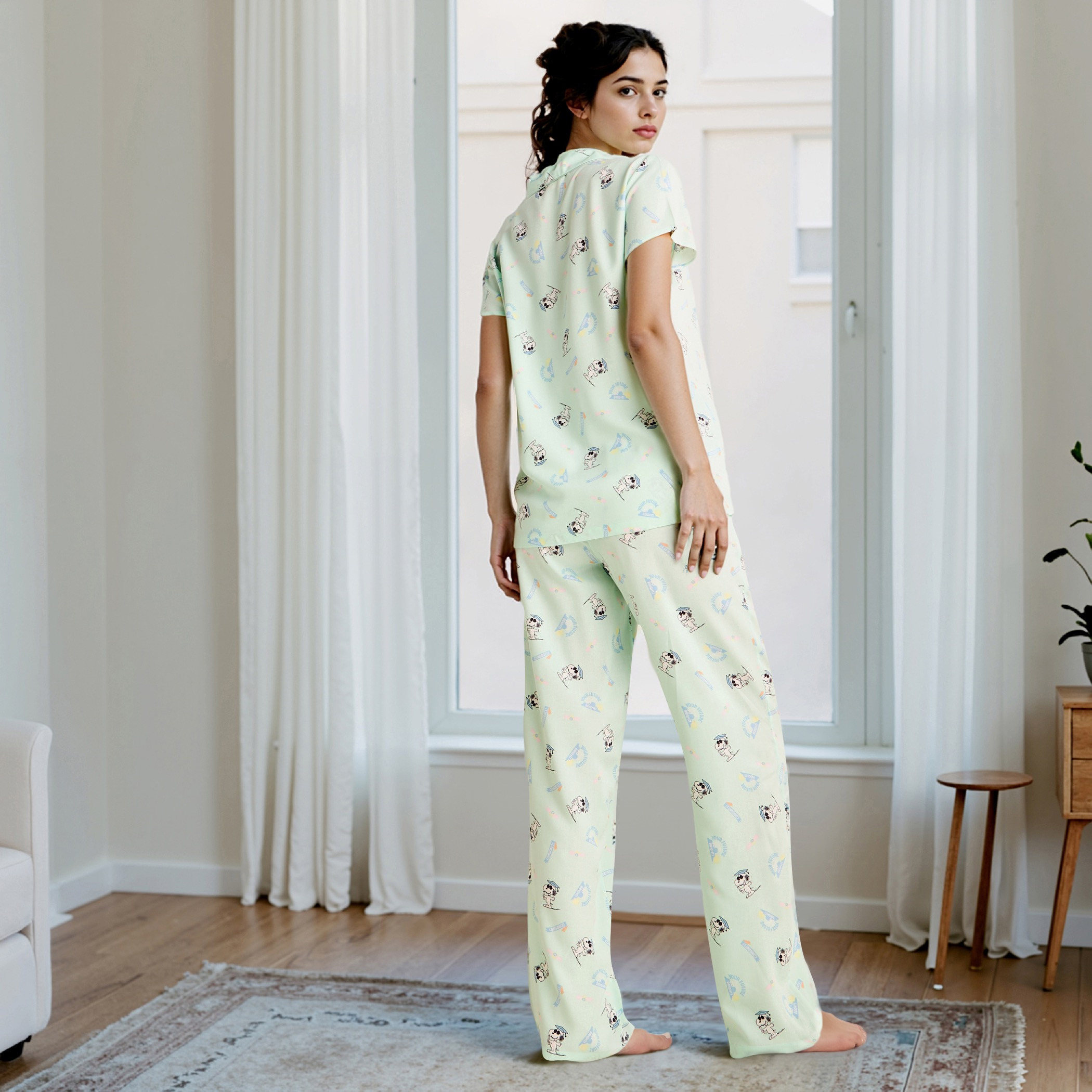 Snoopy Print Pyjama Set-women-clothing-nightwear-pyjamas-longsets-image-4