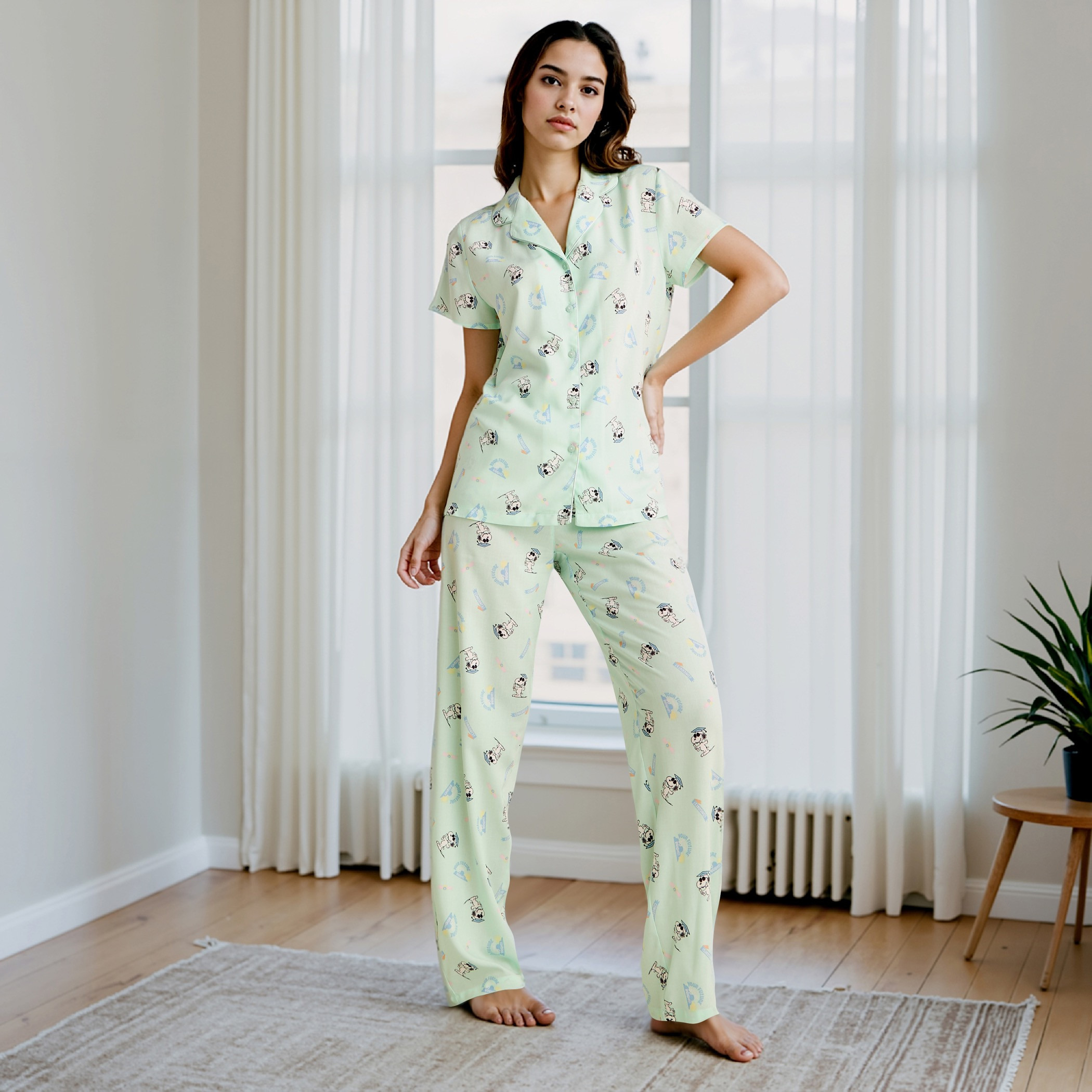 Snoopy Print Pyjama Set-women-clothing-nightwear-pyjamas-longsets-image-7