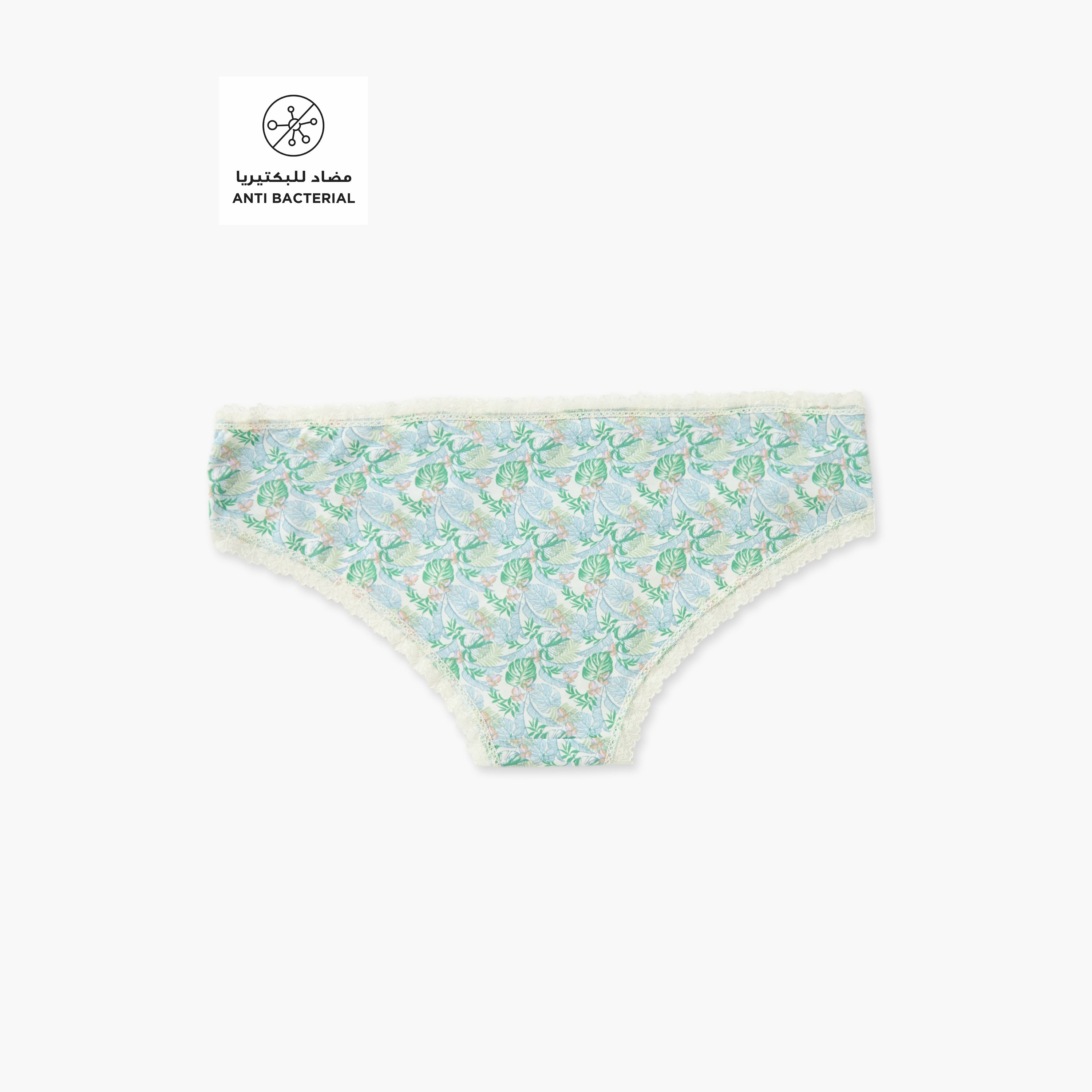 All-Over Floral Print Bikini Briefs with Elasticated Waistband-women-clothing-lingerie-panties-image-2
