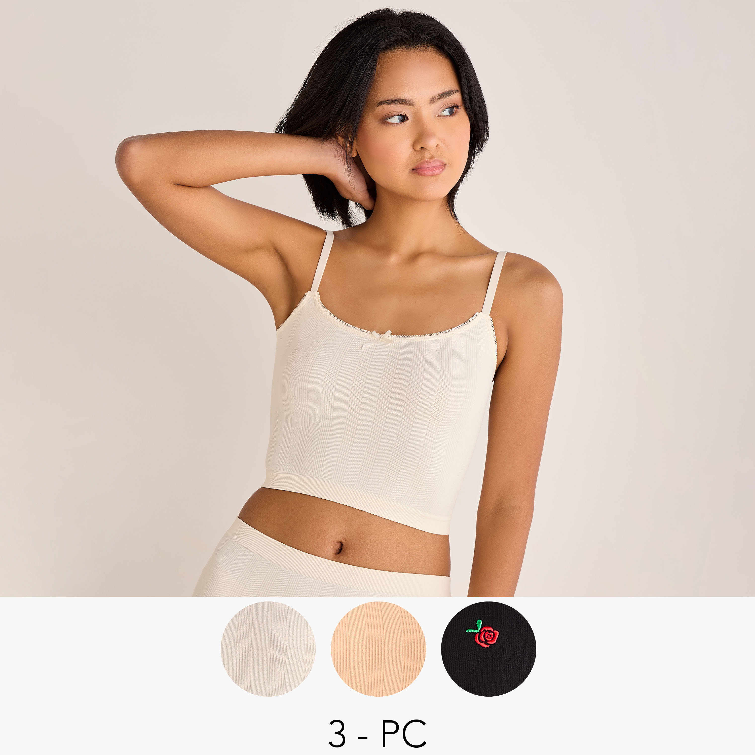 Set of 3 - Assorted Bralette with Bow Detail-women-clothing-lingerie-bras-image-1