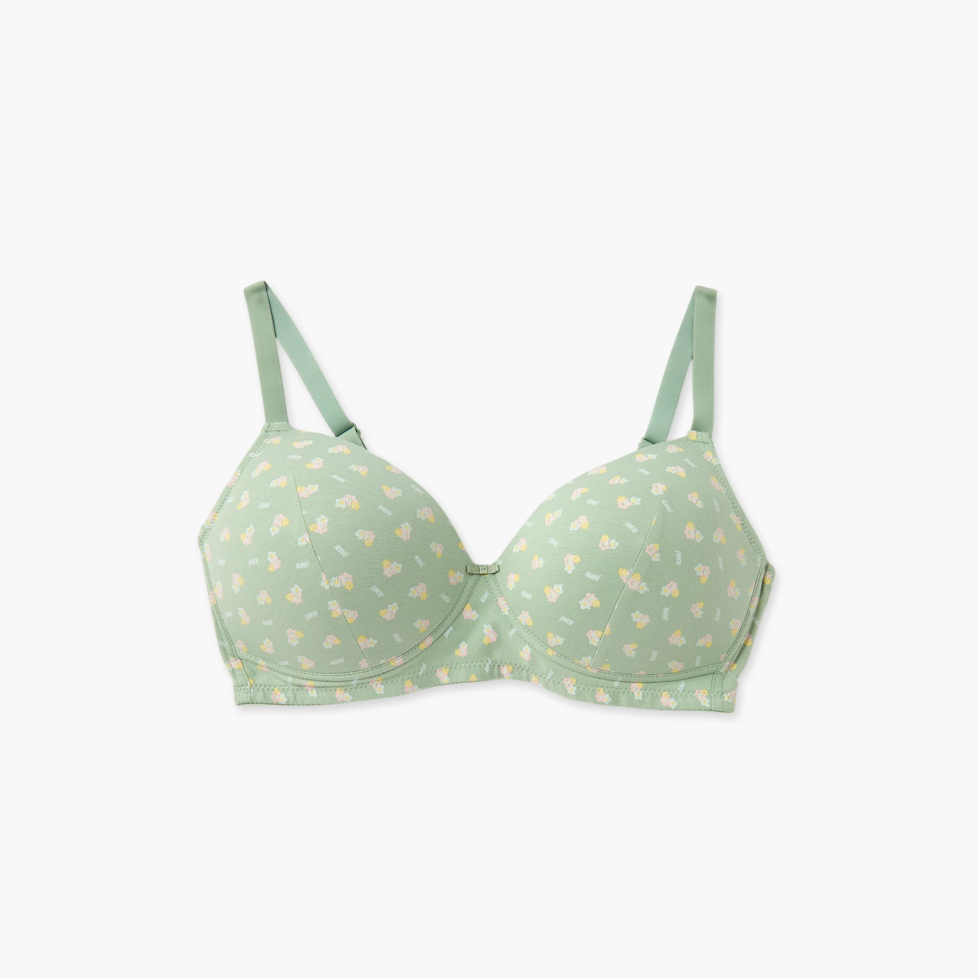 All-Over Floral Print Non-Wired Bra with Hook and Eye Closure-women-clothing-lingerie-bras-image-1