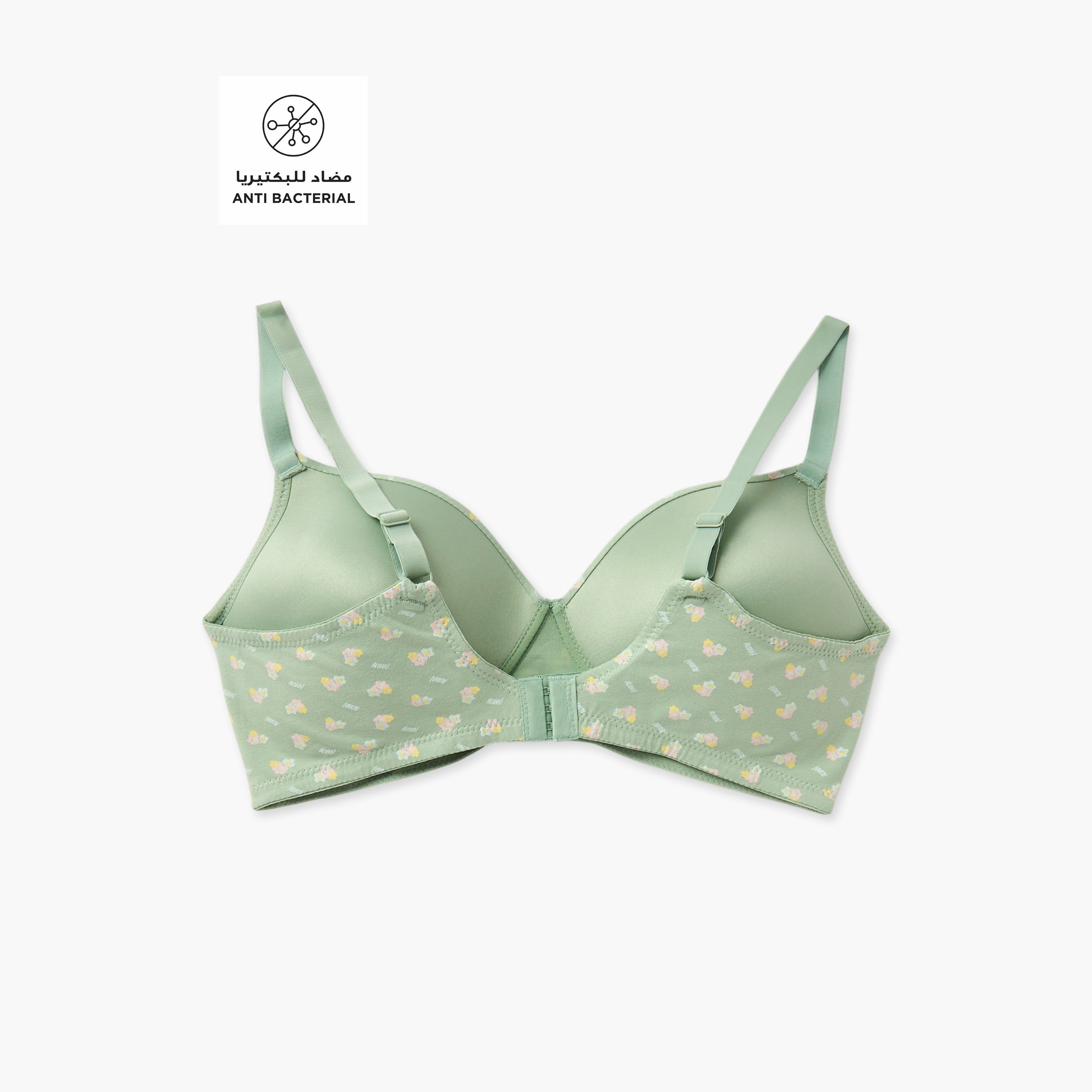 All-Over Floral Print Non-Wired Bra with Hook and Eye Closure-women-clothing-lingerie-bras-image-2