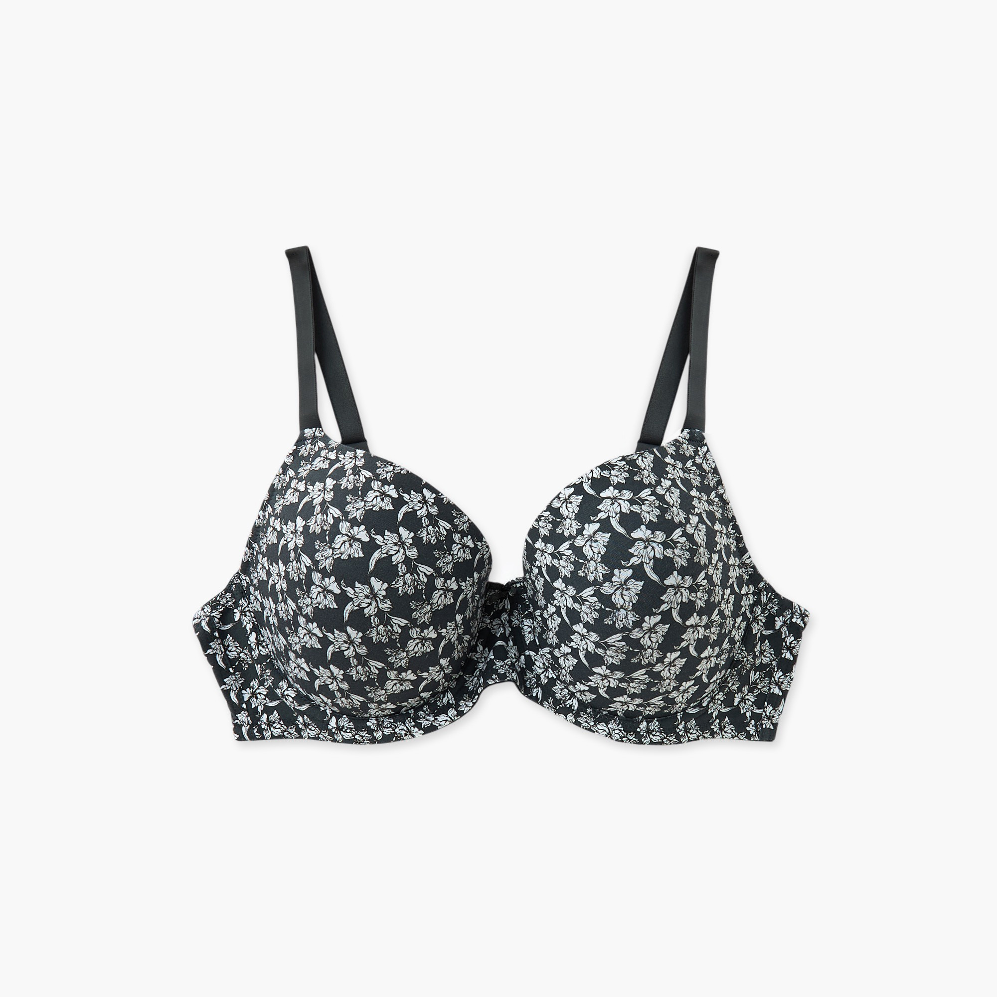 Floral Print Wired Demi Bra with Hook and Eye Closure-women-clothing-lingerie-bras-image-1