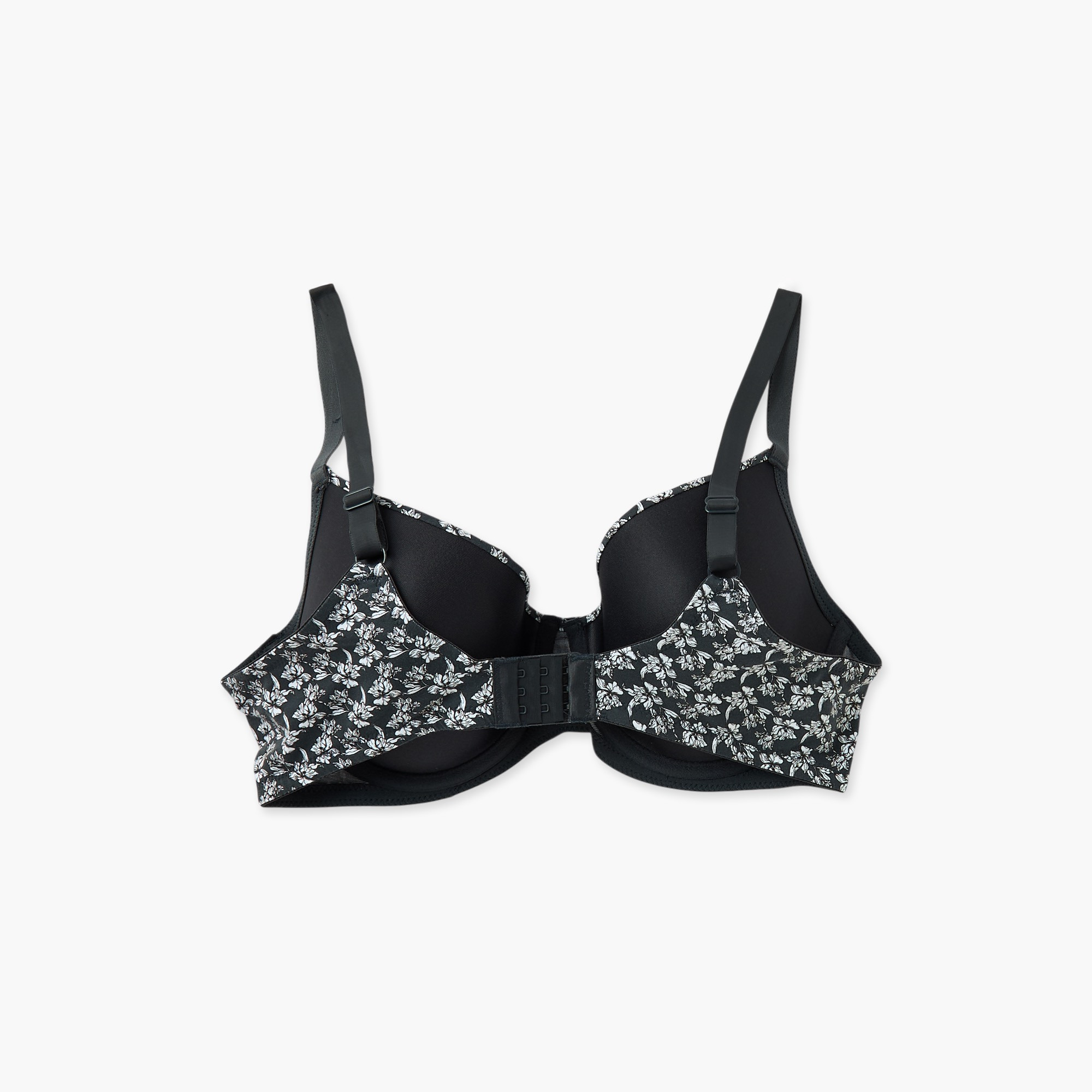 Floral Print Wired Demi Bra with Hook and Eye Closure-women-clothing-lingerie-bras-image-3