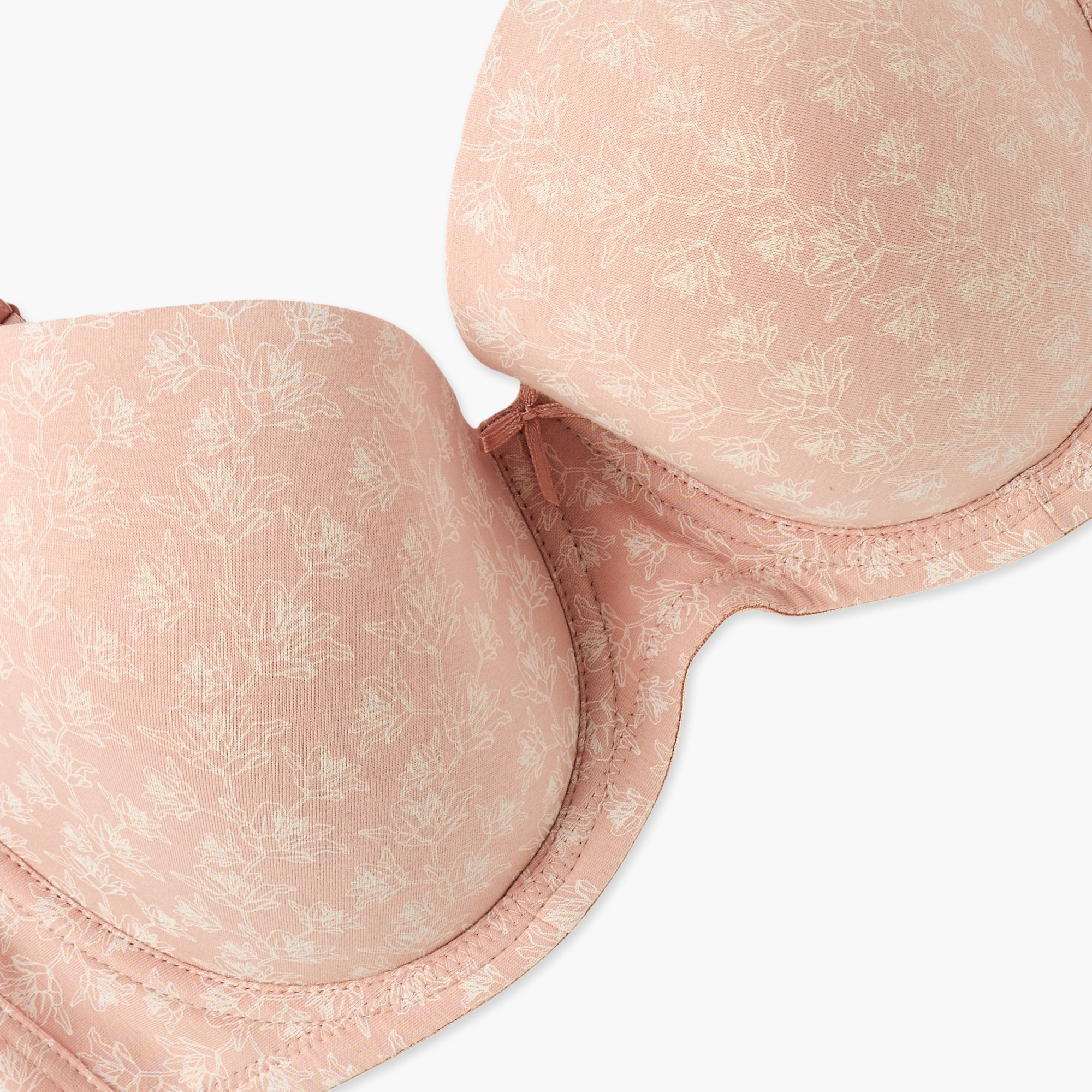 Printed Wired Demi Bra with Hook and Eye Closure-women-clothing-lingerie-bras-image-2