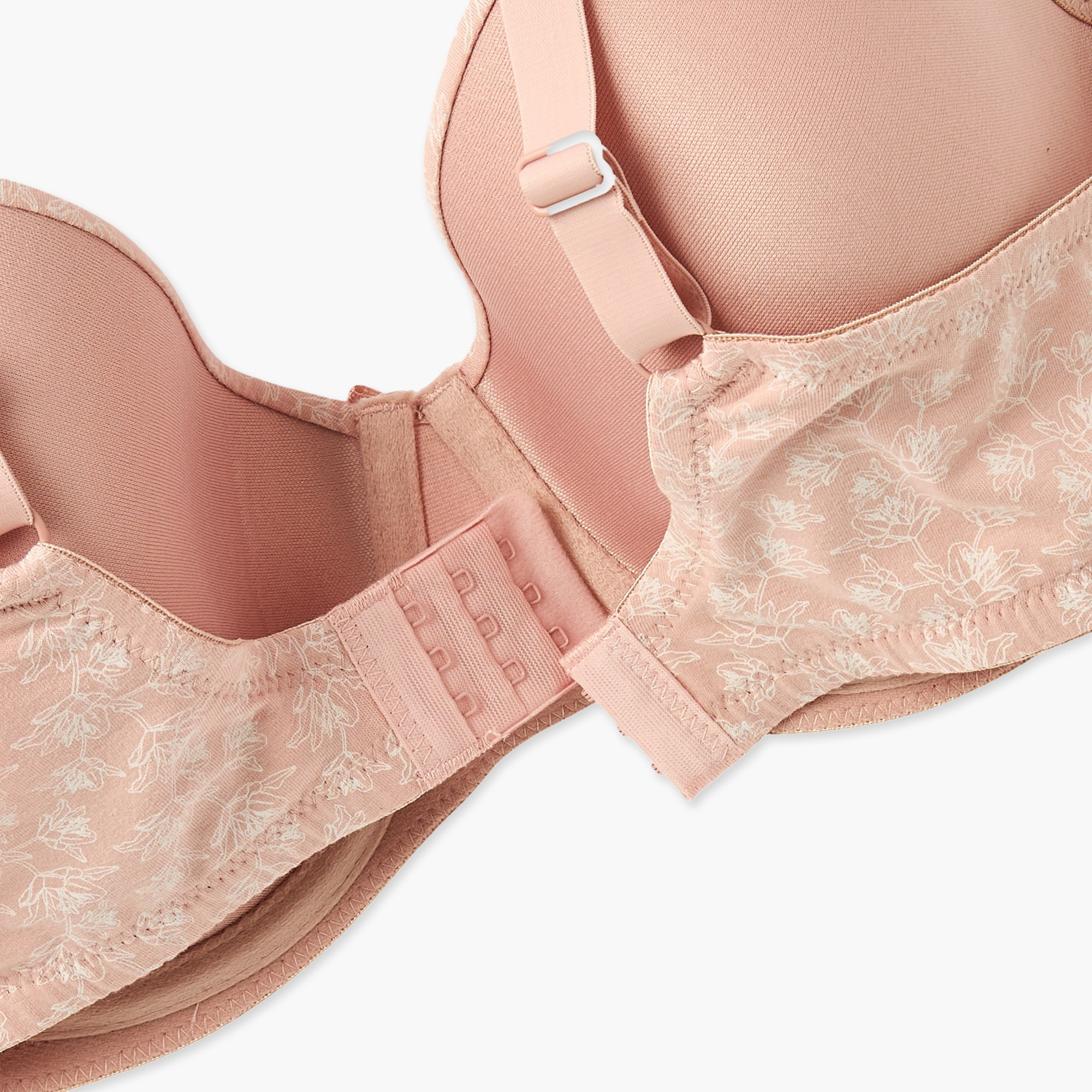 Printed Wired Demi Bra with Hook and Eye Closure-women-clothing-lingerie-bras-image-4