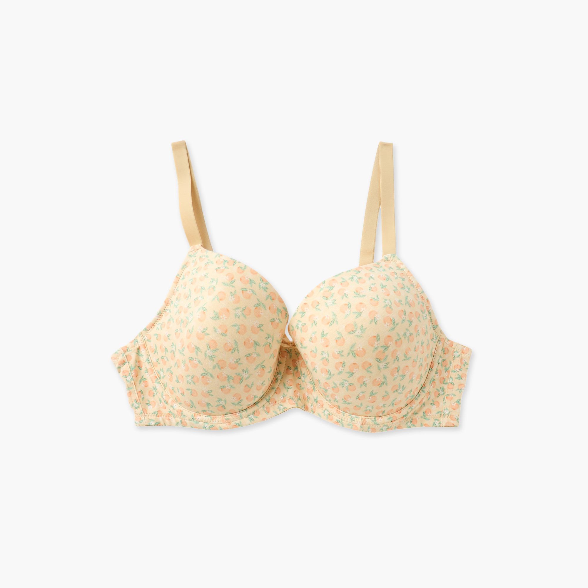 Printed Wired Demi Bra with Hook and Eye Closure-women-clothing-lingerie-bras-image-1
