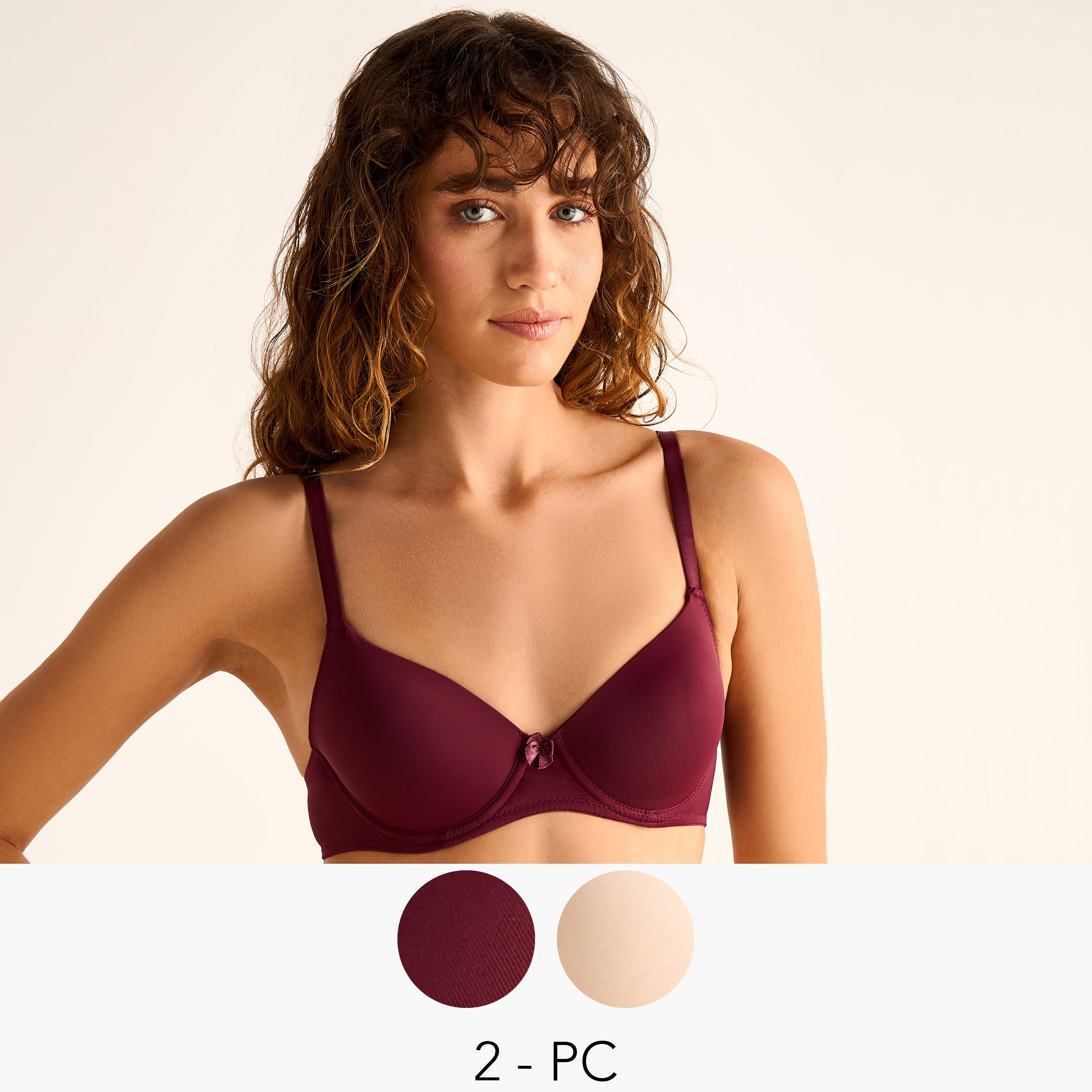 Set of 2 - Wired Demi Bra with Hook and Eye Closure-women-clothing-lingerie-bras-image-1