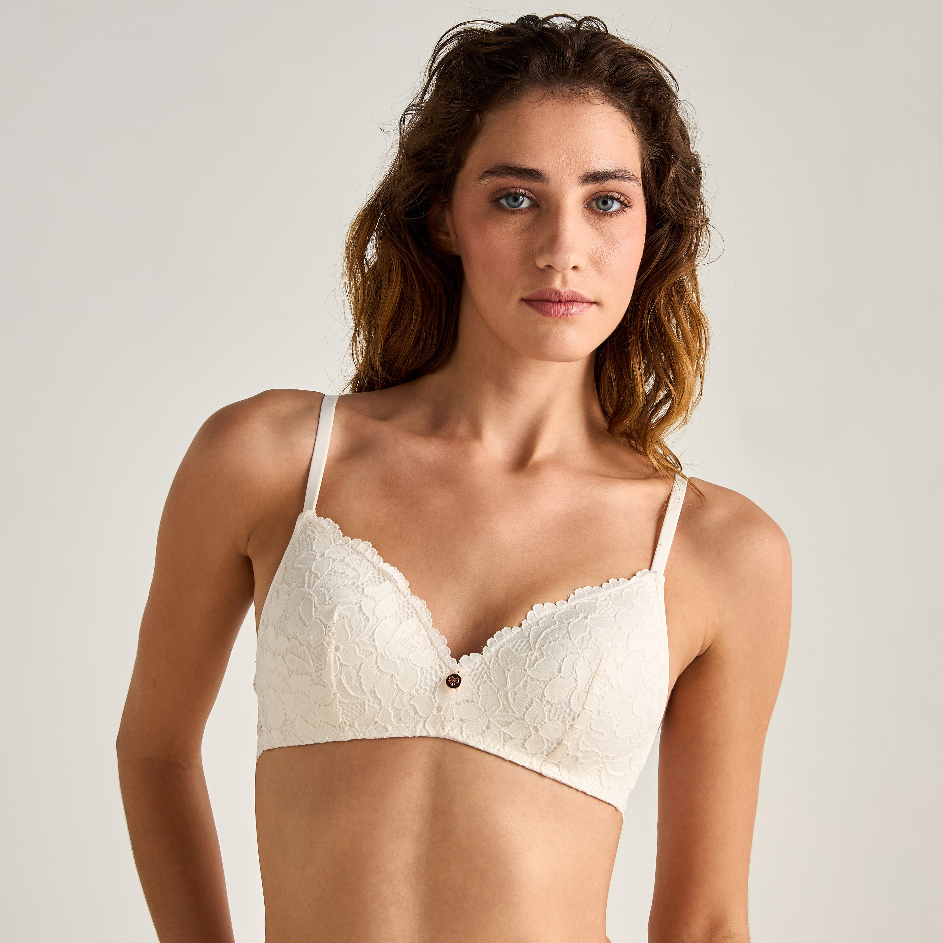Lace Demi Bra with Hook and Eye Closure-women-clothing-lingerie-bras-image-1