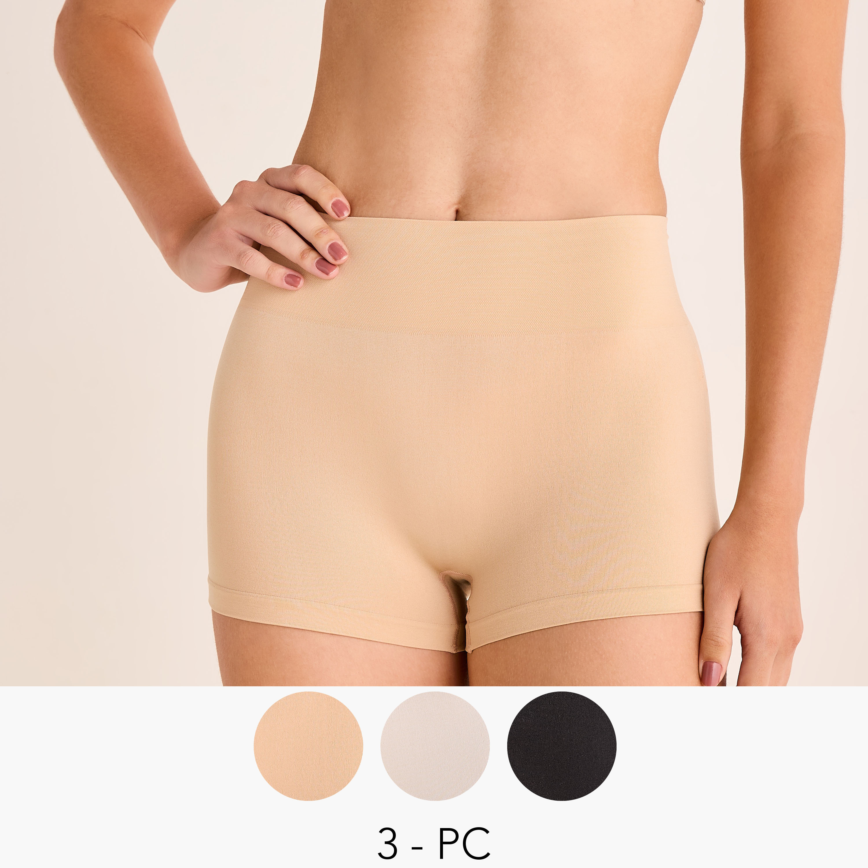 Set of 3 - Shapewear Boyshort Briefs with Elasticated Waistband-women-clothing-lingerie-shapewear-image-1