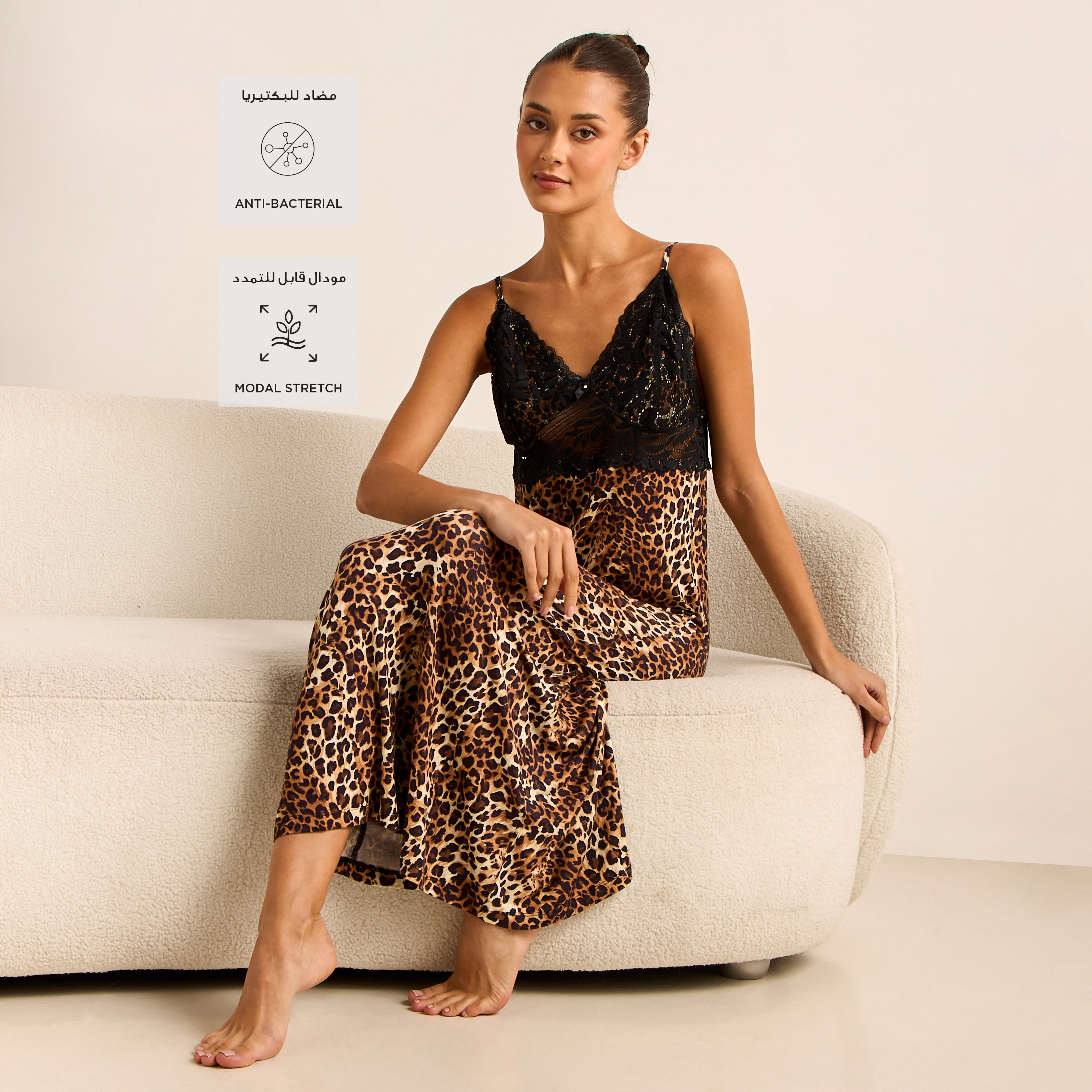 Leopard Print Sleeveless Night Dress with V-neck-women-clothing-nightwear-nighties-image-3