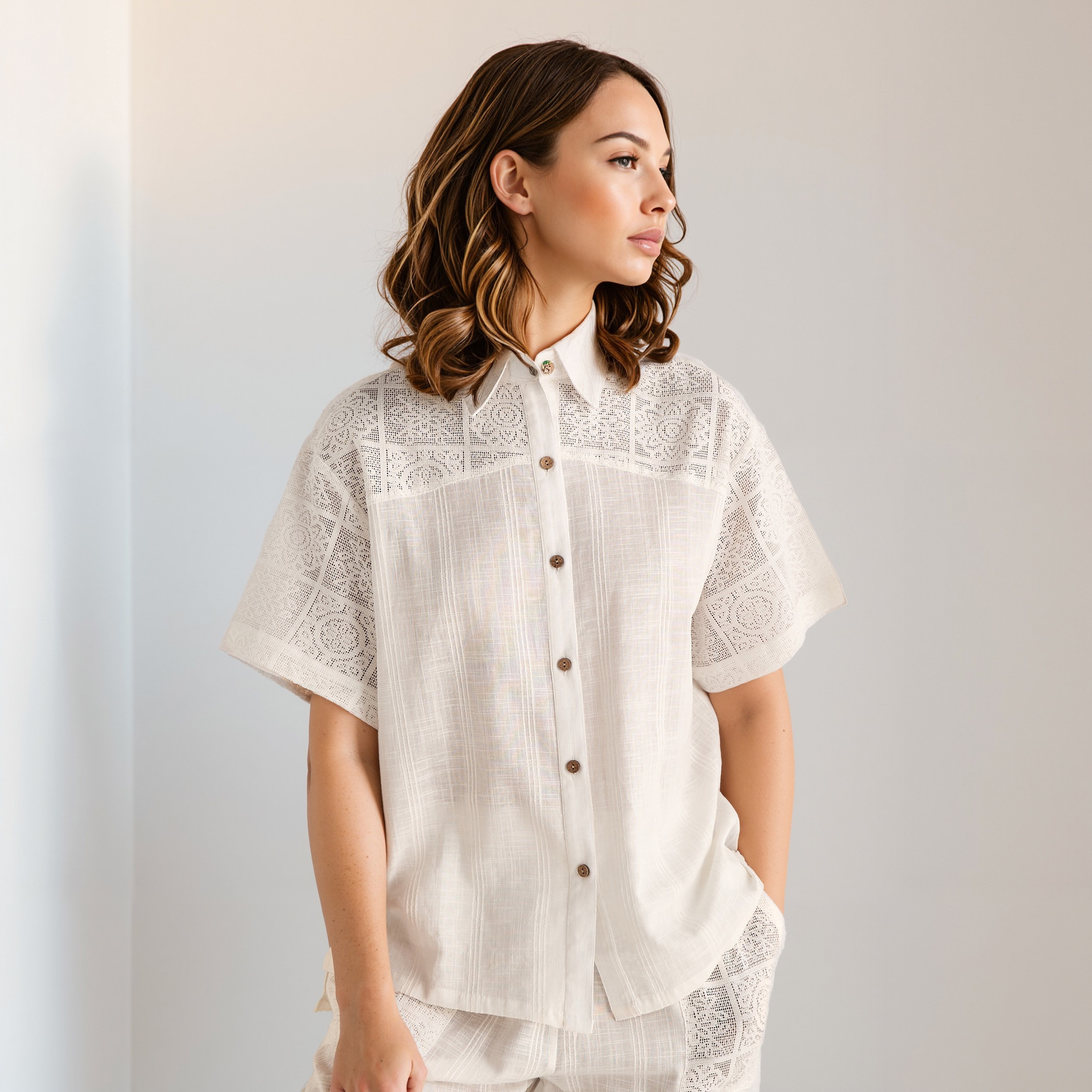 Crochet Detail Shirt and Pyjama Set-women-clothing-nightwear-pyjamas-longsets-image-3