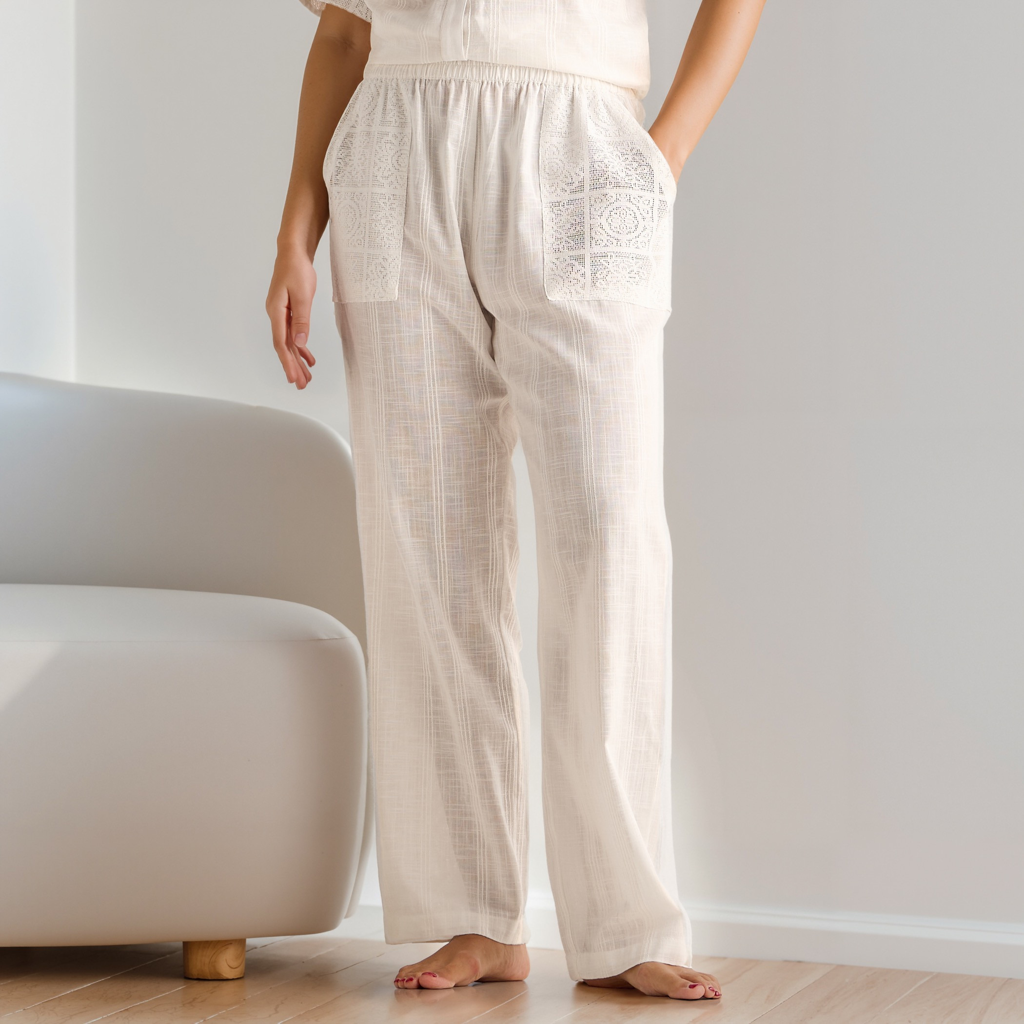 Crochet Detail Shirt and Pyjama Set-women-clothing-nightwear-pyjamas-longsets-image-4