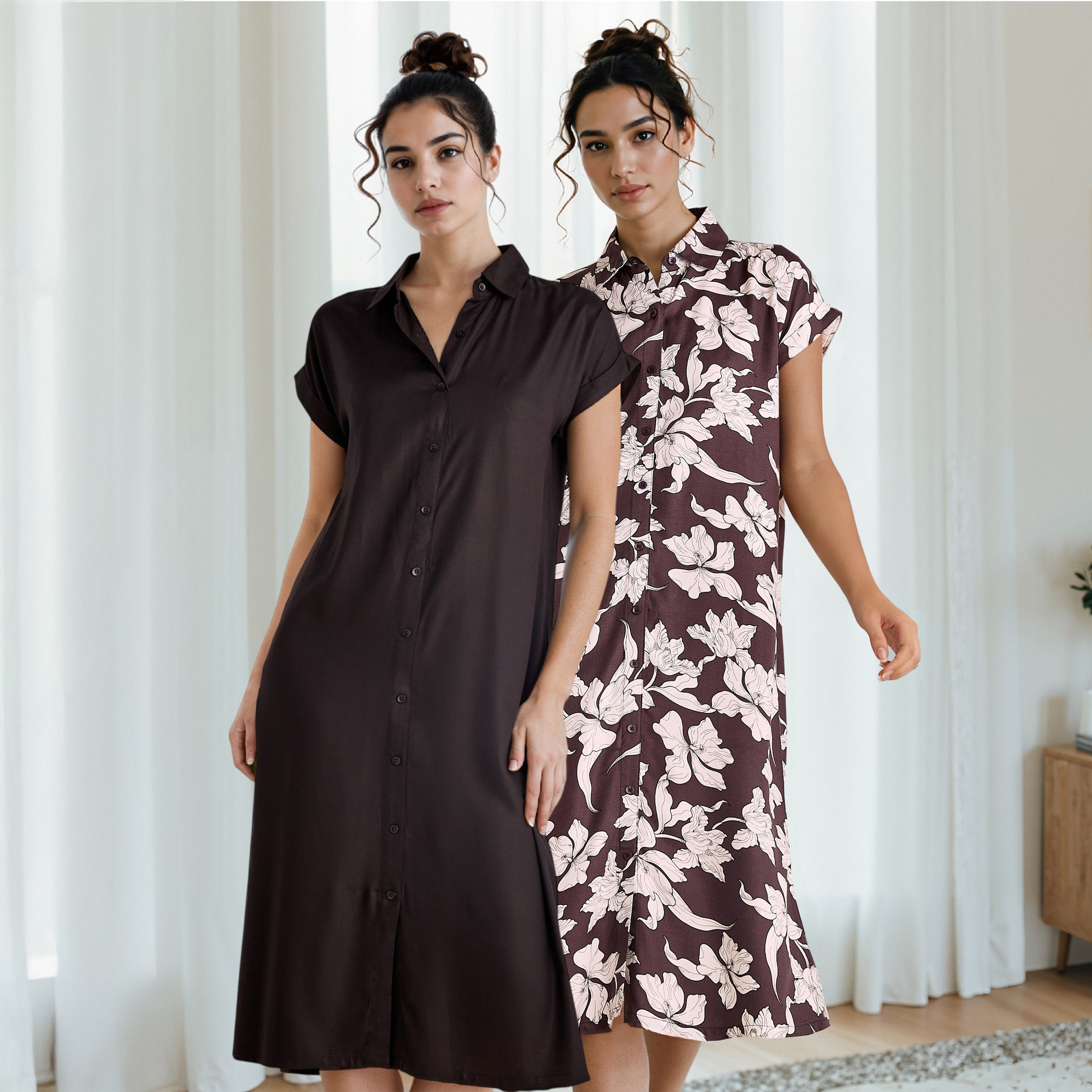 Set of 2 - Assorted Viscose Night Dress-women-clothing-nightwear-nighties-image-7