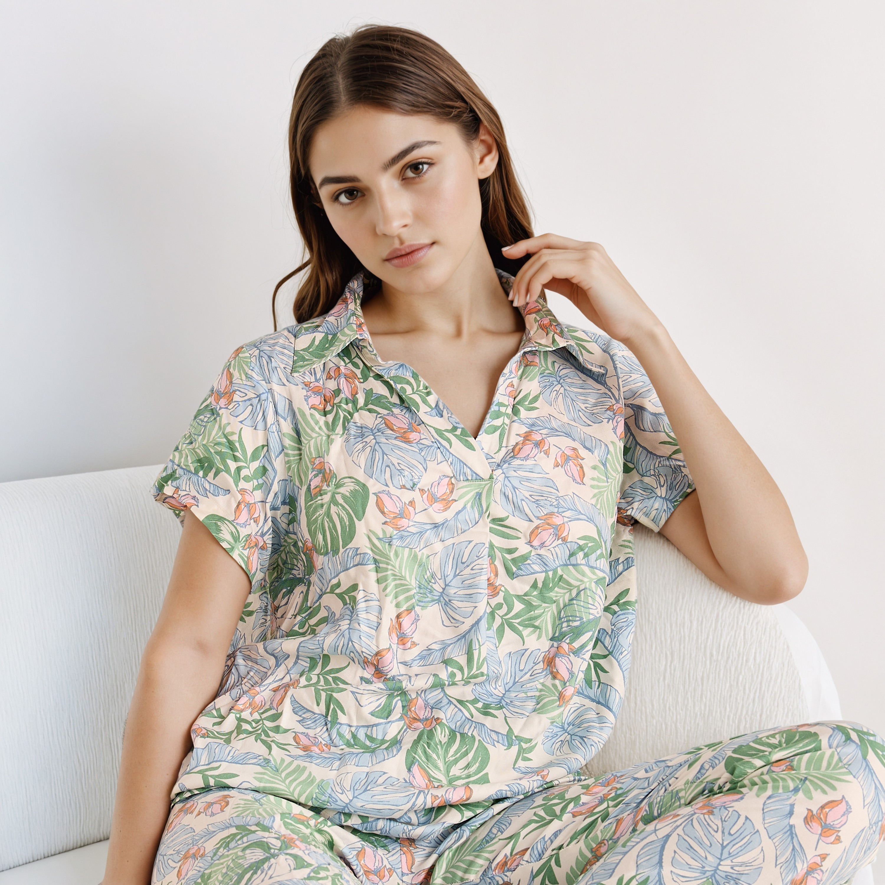 Floral Print Pyjama Set-women-clothing-nightwear-pyjamas-longsets-image-2
