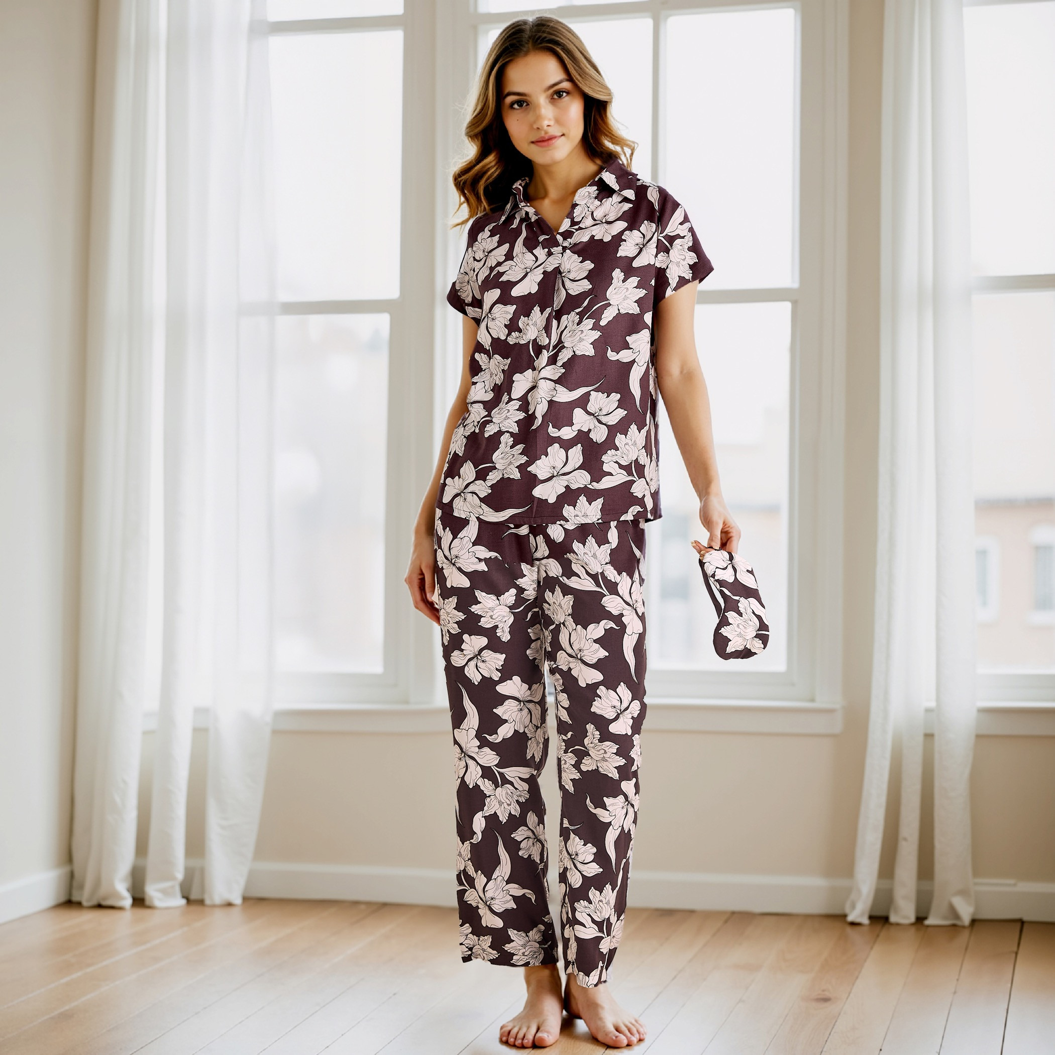 Floral Print Pyjama Set-women-clothing-nightwear-pyjamas-longsets-image-1