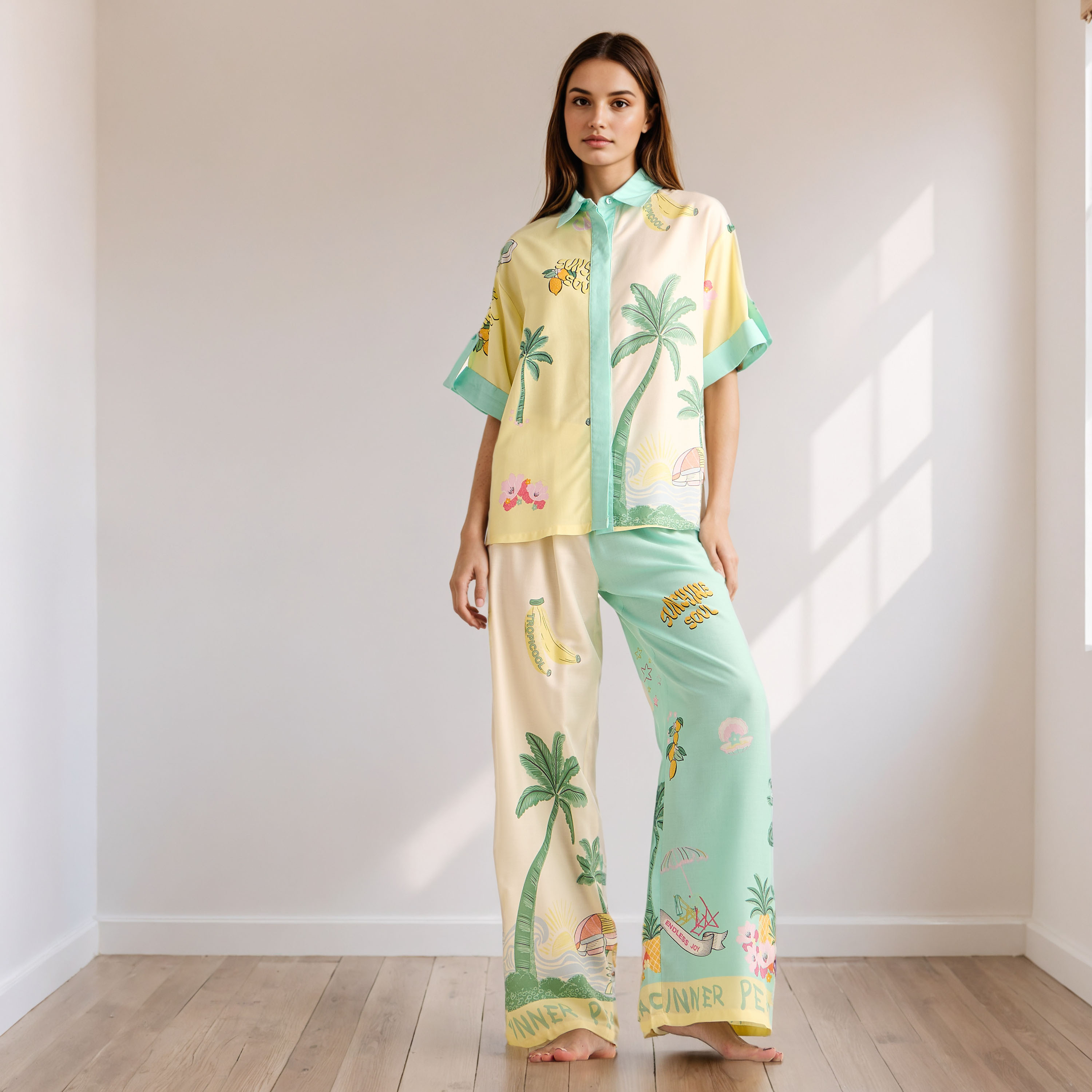 All-Over Print Viscose Shirt and Pyjama Set-women-clothing-nightwear-pyjamas-longsets-image-1