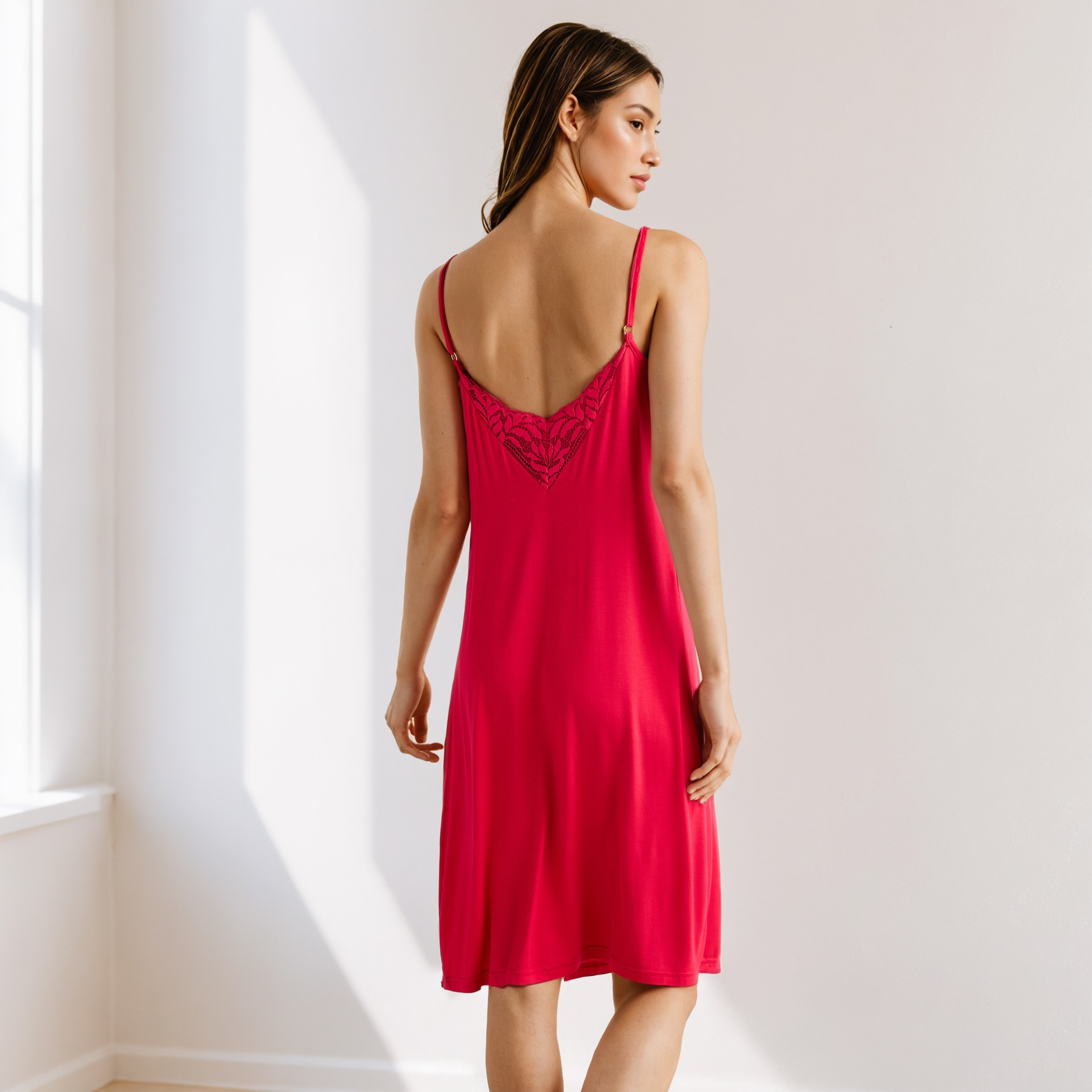 Lace Detail Night Dress with Adjustable Straps-women-clothing-nightwear-nighties-image-3