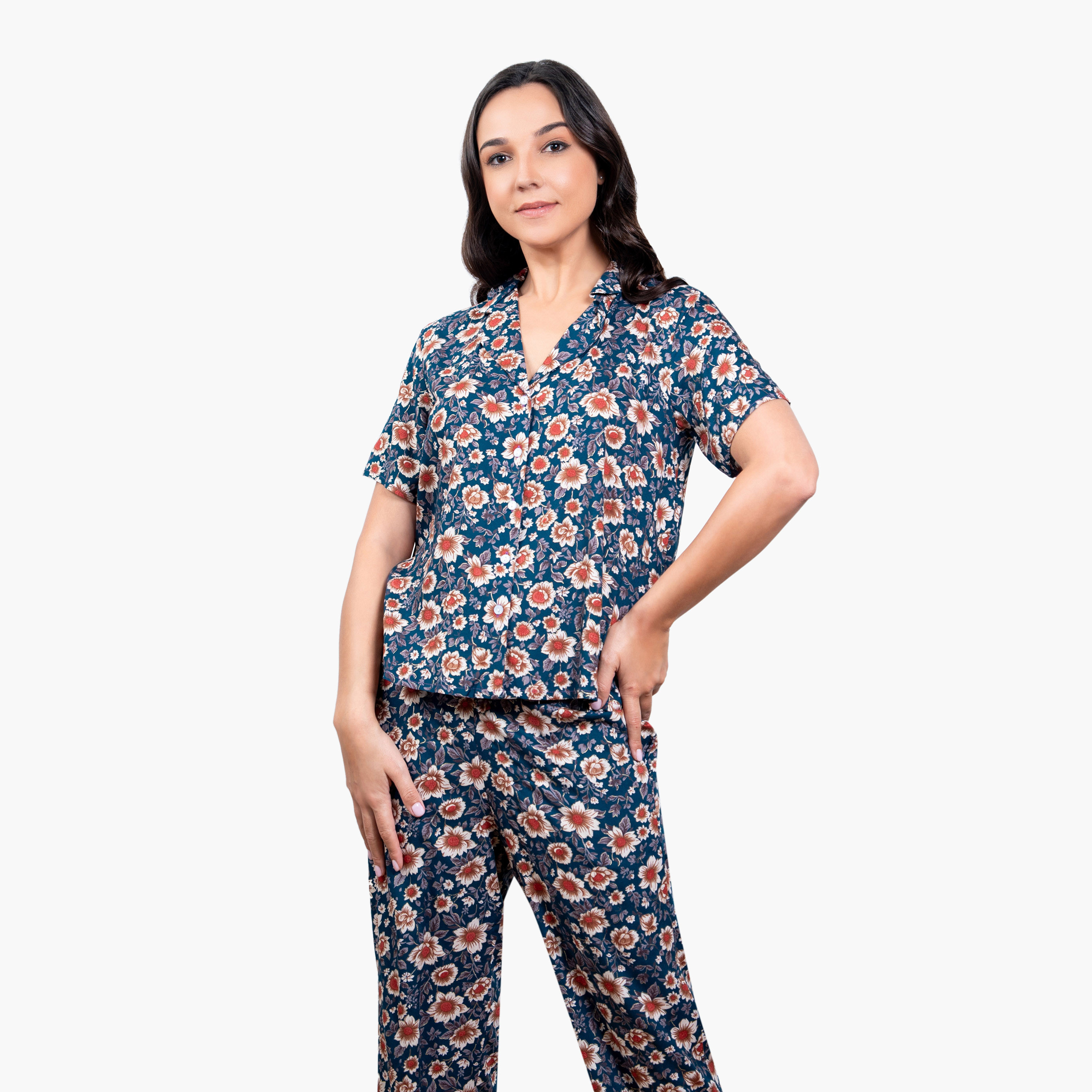 Floral Print Rayon Pyjama Set-women-clothing-nightwear-pyjamas-longsets-image-3