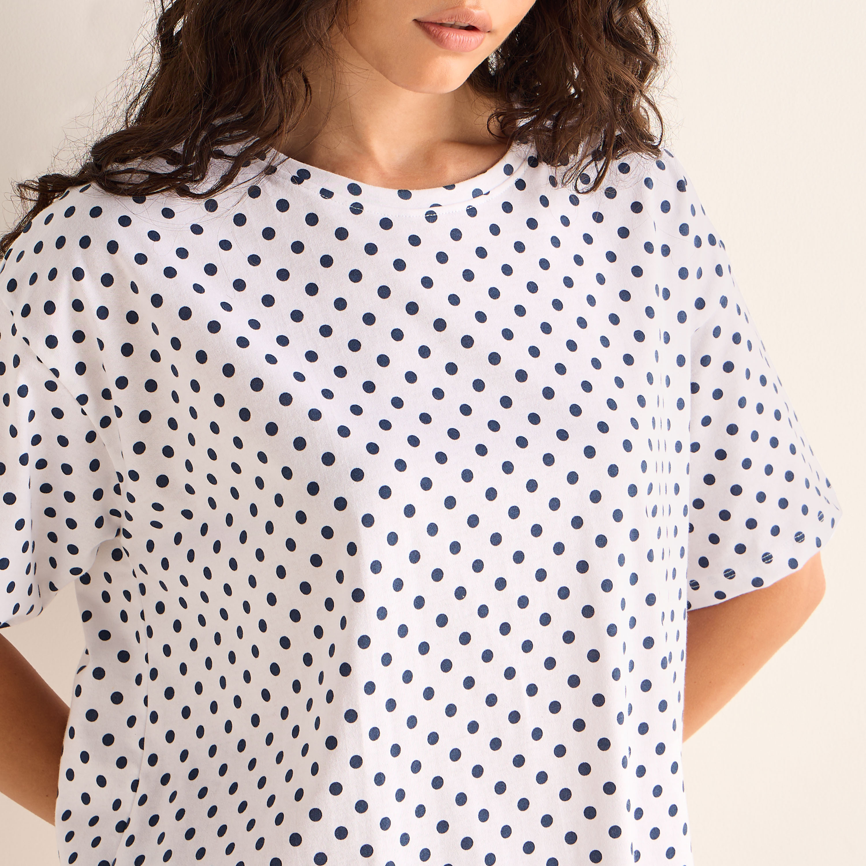 Polka Dot Print T-shirt and Short Set-women-clothing-nightwear-pyjamas-shortsets-image-5