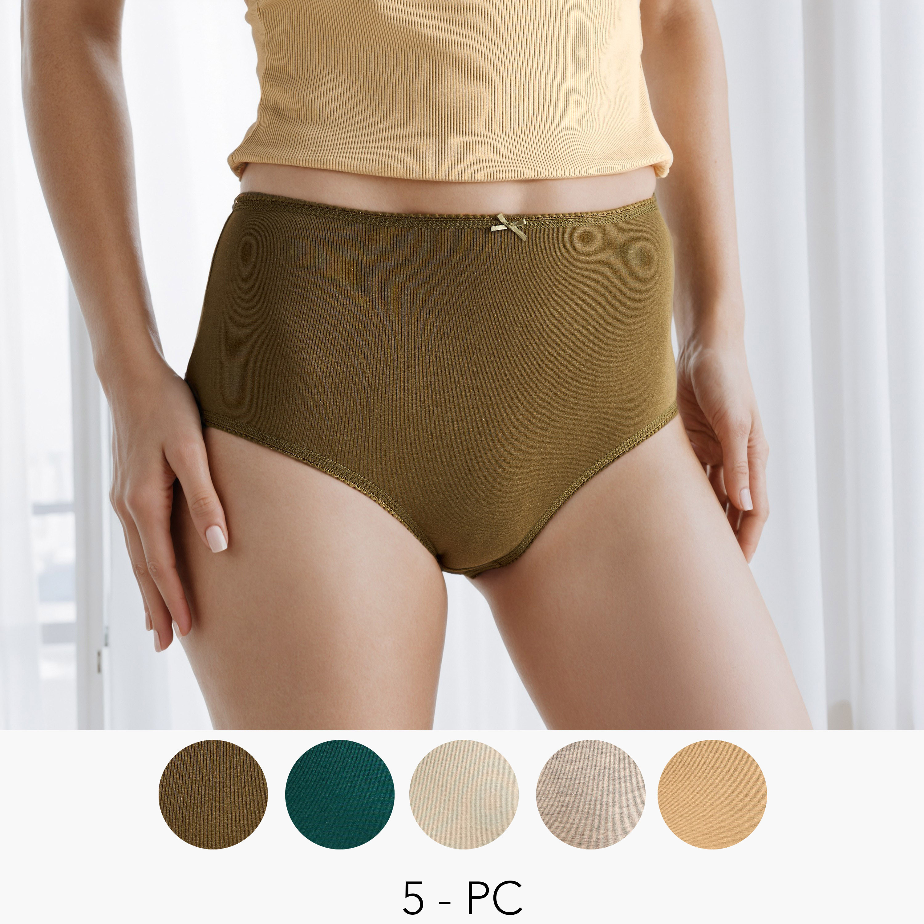 Set of 5 - Bow Detail Full Briefs-women-clothing-lingerie-panties-image-1