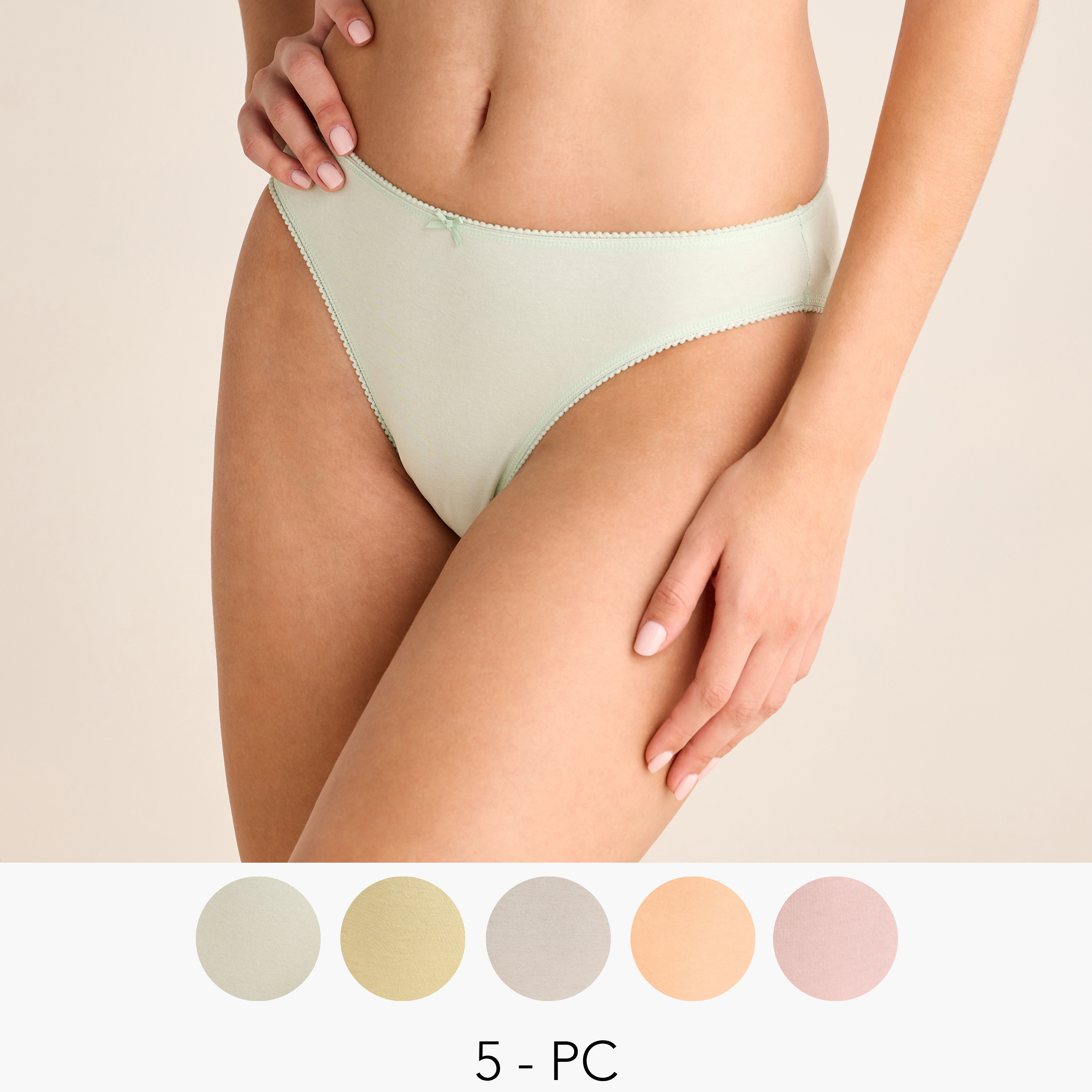 طقم سراويل بيكيني بتفاصيل فيونكة عدد 5-women-clothing-lingerie-panties-image-1