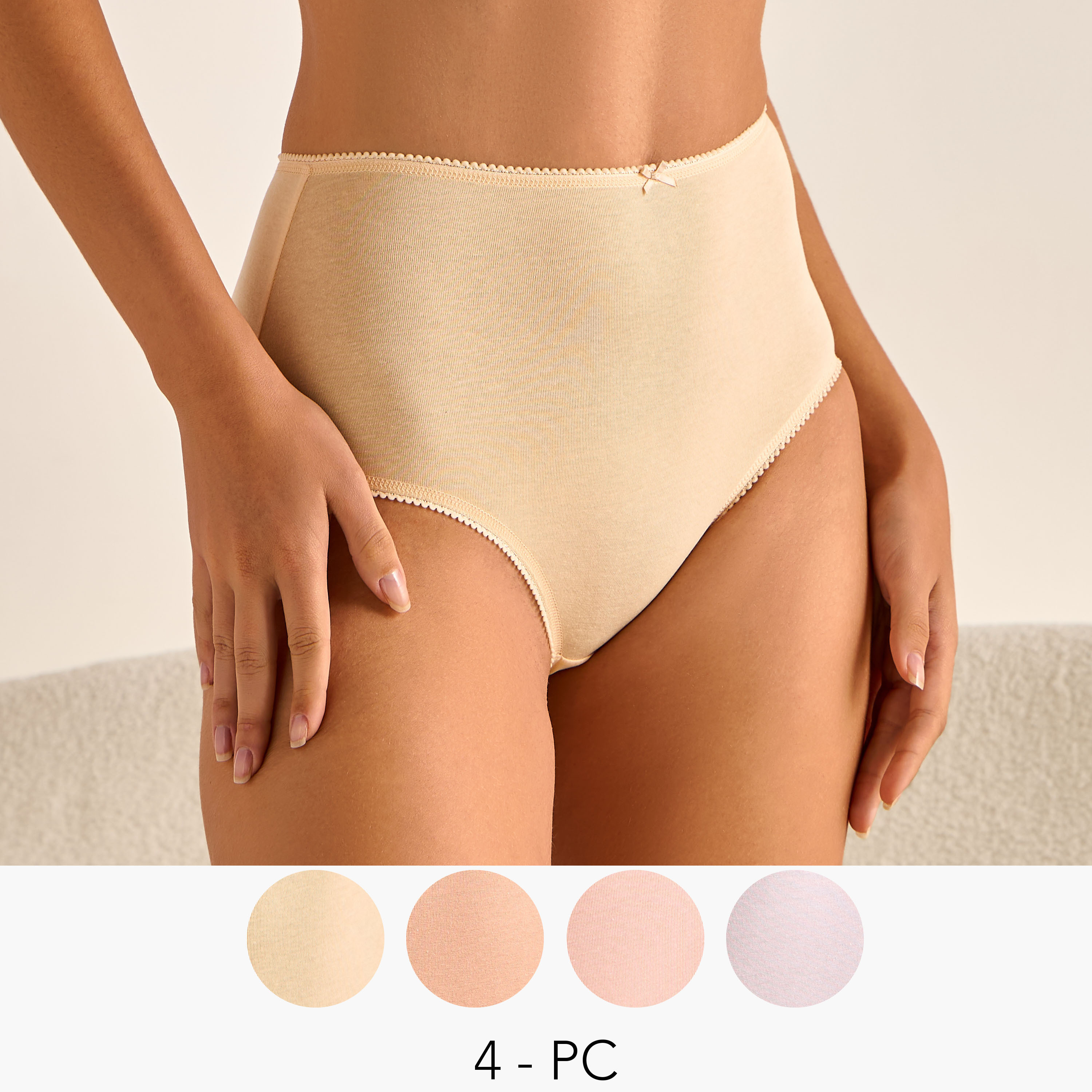 Set of 5 - Bow Detail Full Briefs with Elasticated Waistband-women-clothing-lingerie-panties-image-1