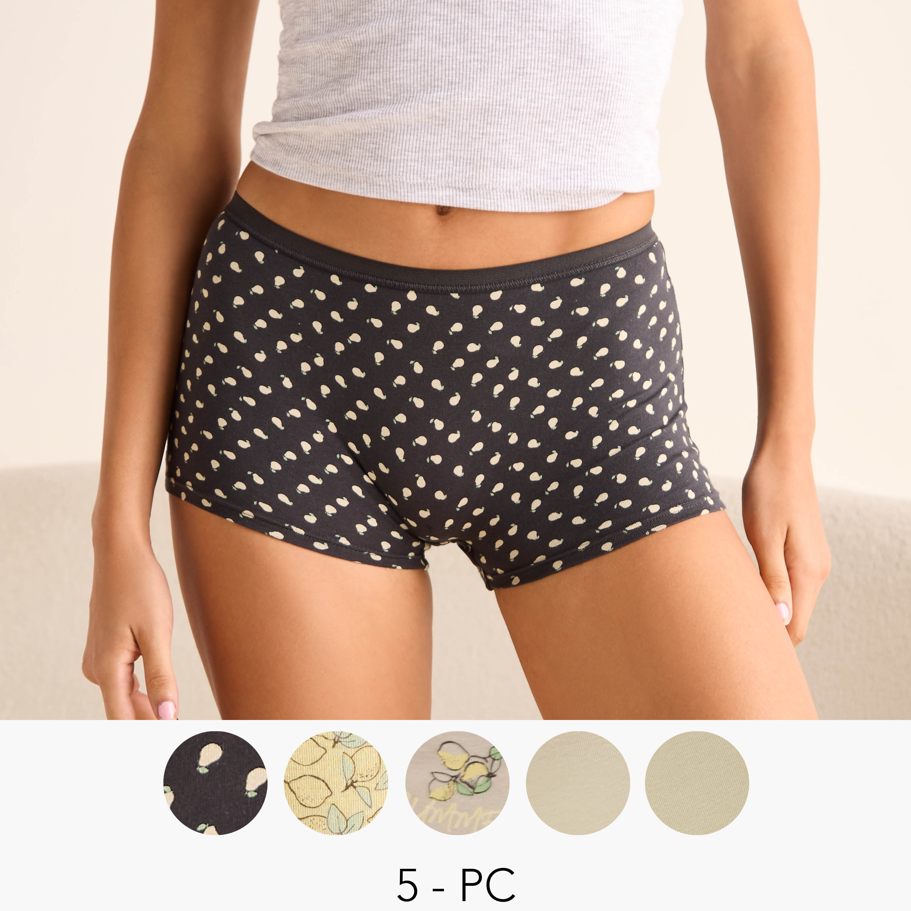 طقم سراويل بوكسر داخلية متنوعة عدد 5-women-clothing-lingerie-panties-image-1