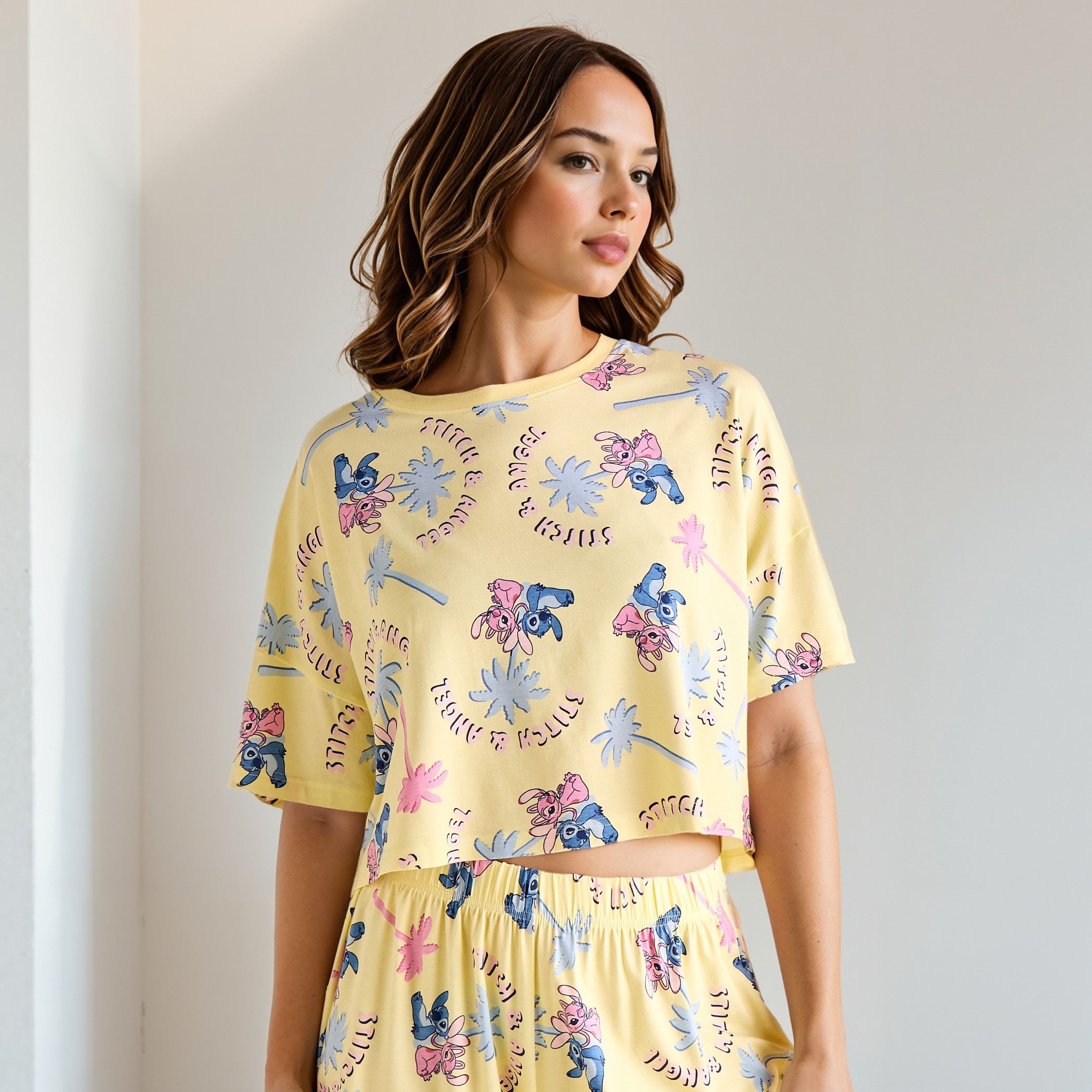 Angel and Stitch Print Shorts Set-women-clothing-nightwear-pyjamas-shortsets-image-3