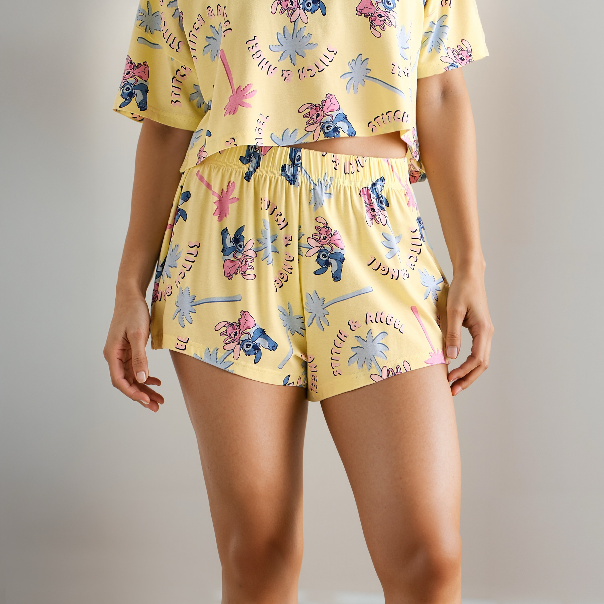 Angel and Stitch Print Shorts Set-women-clothing-nightwear-pyjamas-shortsets-image-4