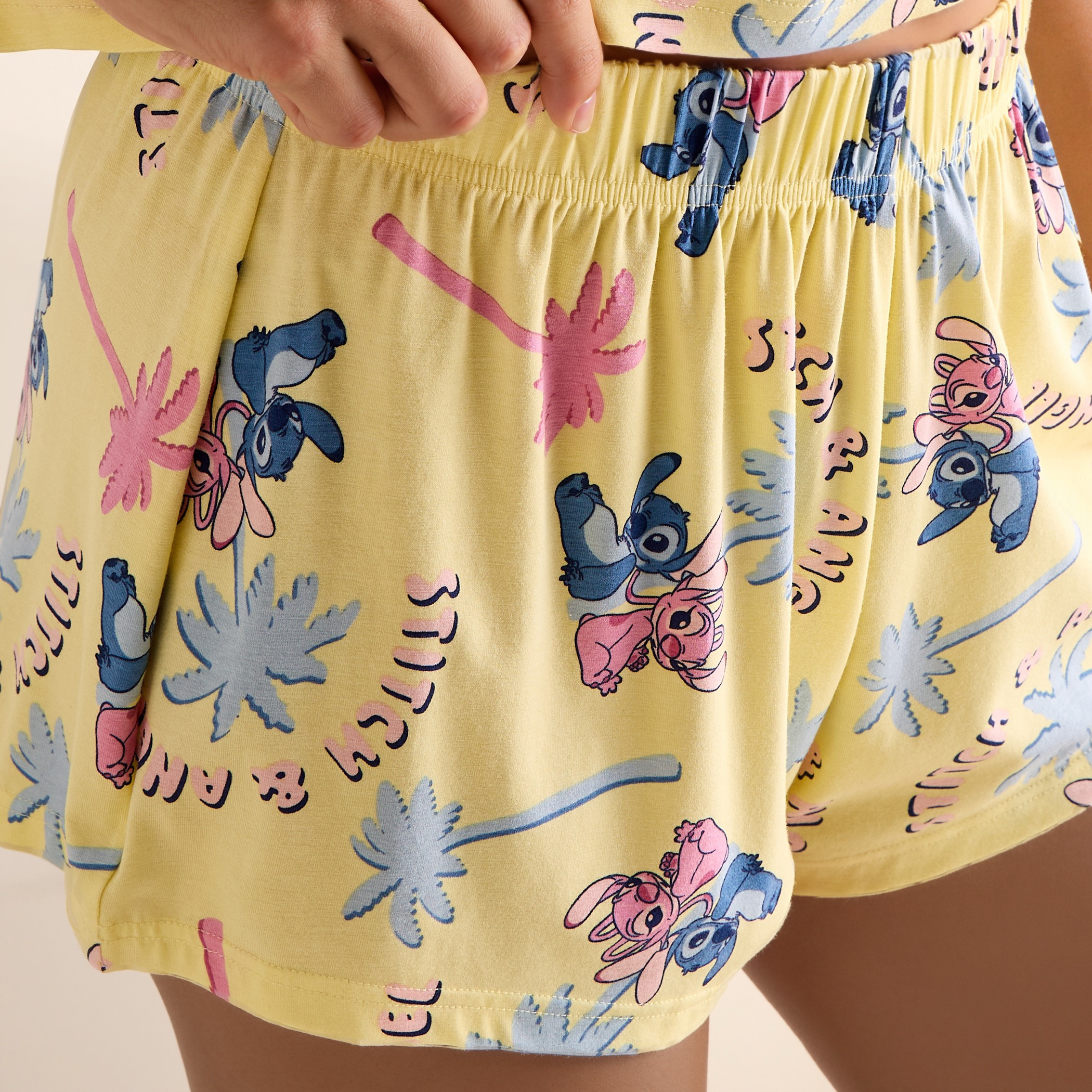 Angel and Stitch Print Shorts Set-women-clothing-nightwear-pyjamas-shortsets-image-6