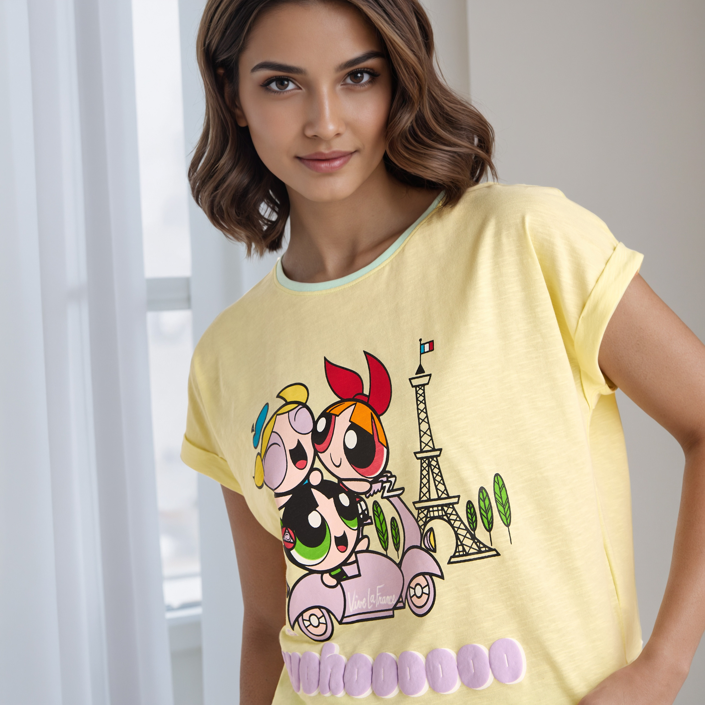 Powerpuff Girls Print Cotton Shorts Set-women-clothing-nightwear-pyjamas-shortsets-image-5
