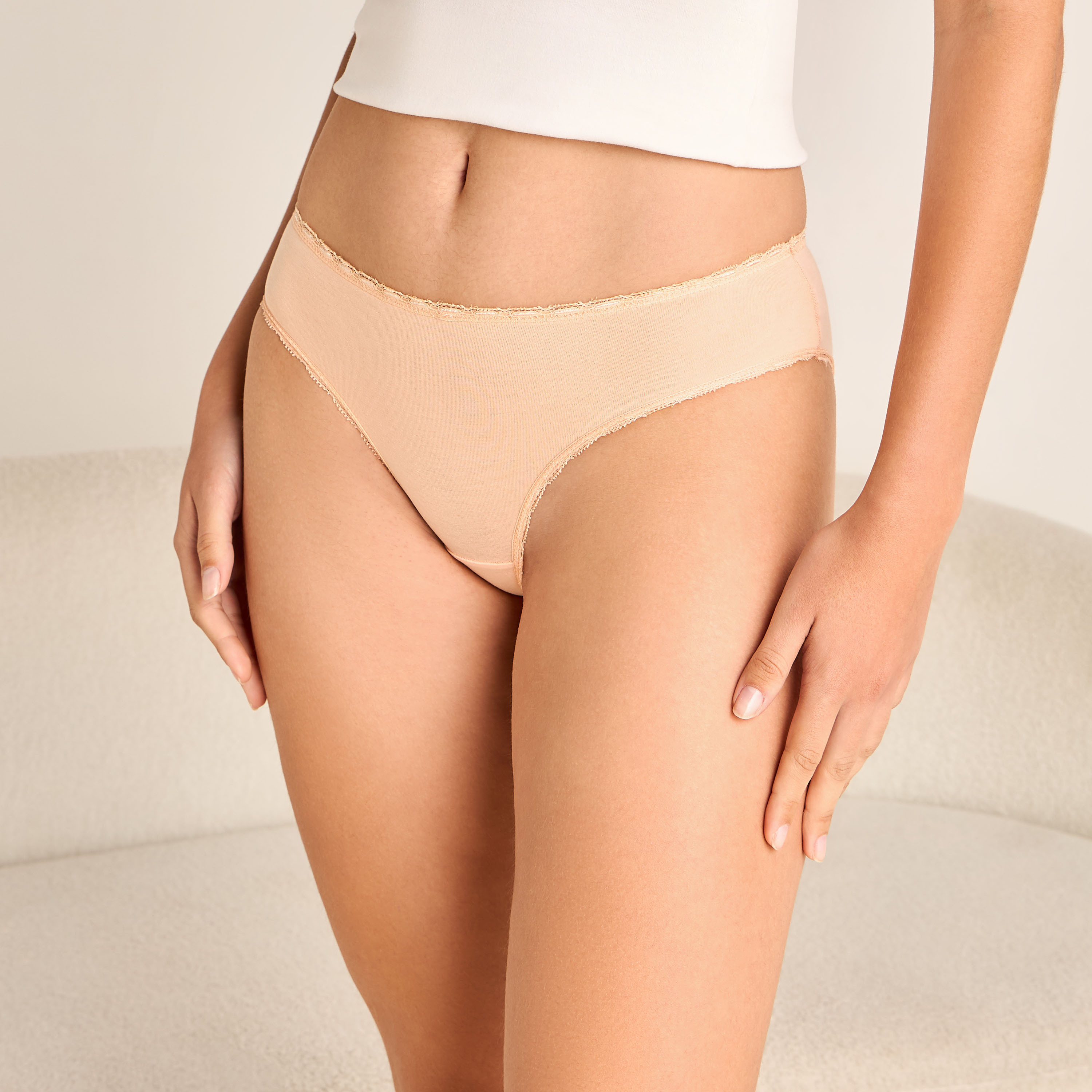 Lace Trim Bikini Briefs-women-clothing-lingerie-panties-image-1