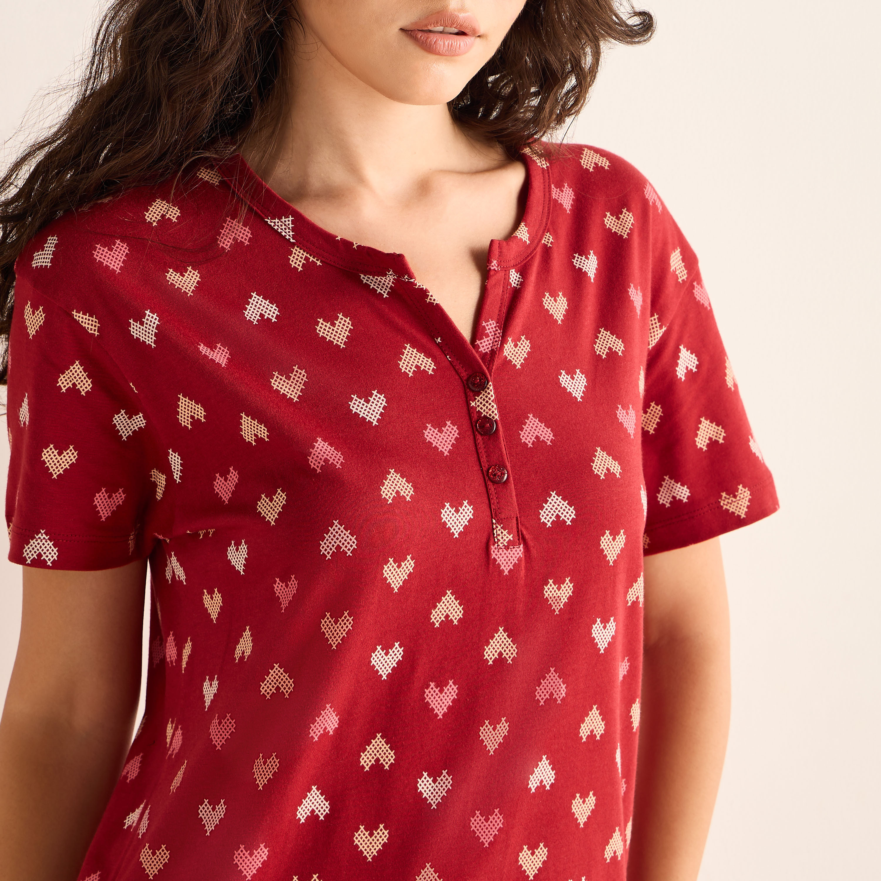All-Over Print Cotton Night Dress-women-clothing-nightwear-nighties-image-4