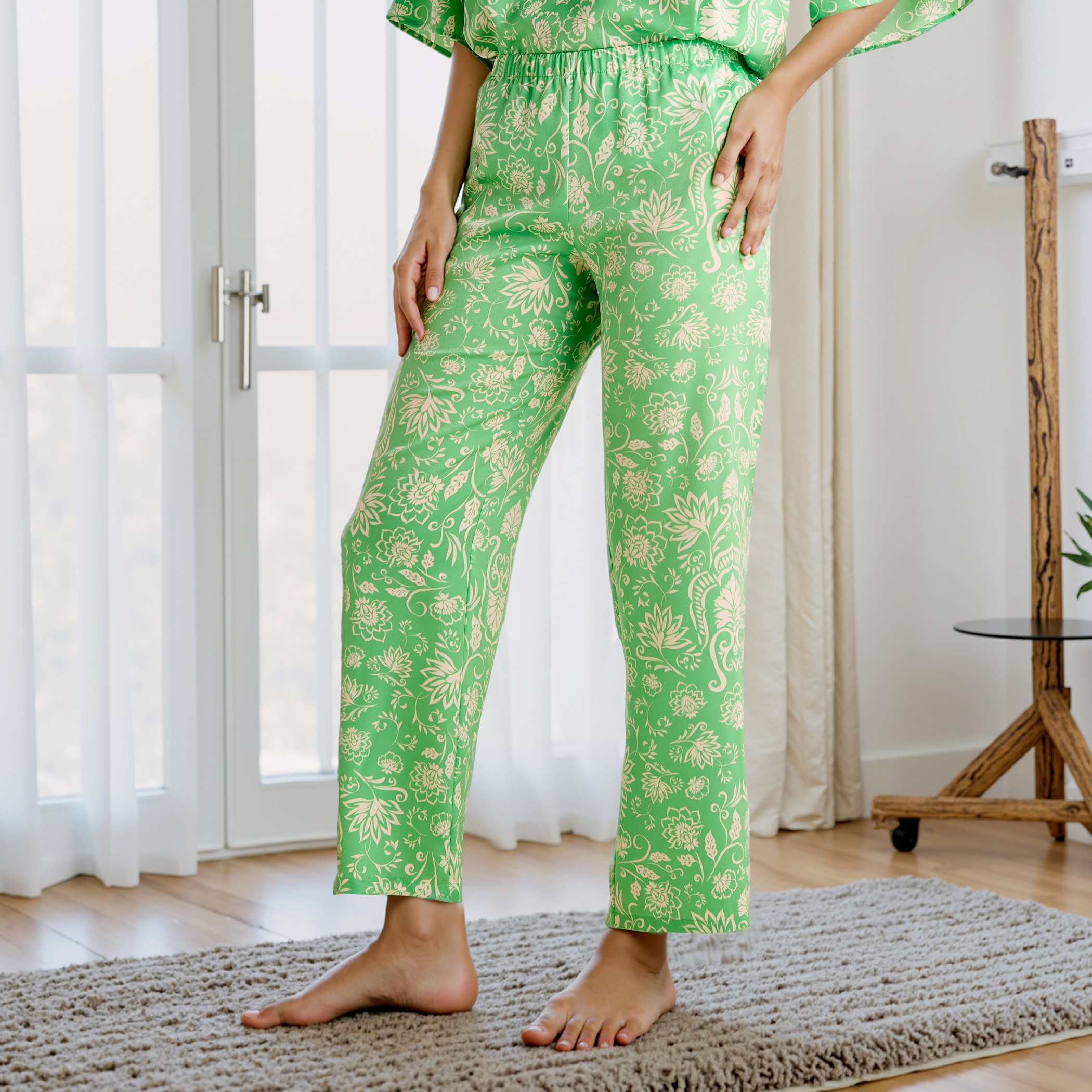 Floral Print Satin Top and Pyjama Set-women-clothing-nightwear-pyjamas-longsets-image-3