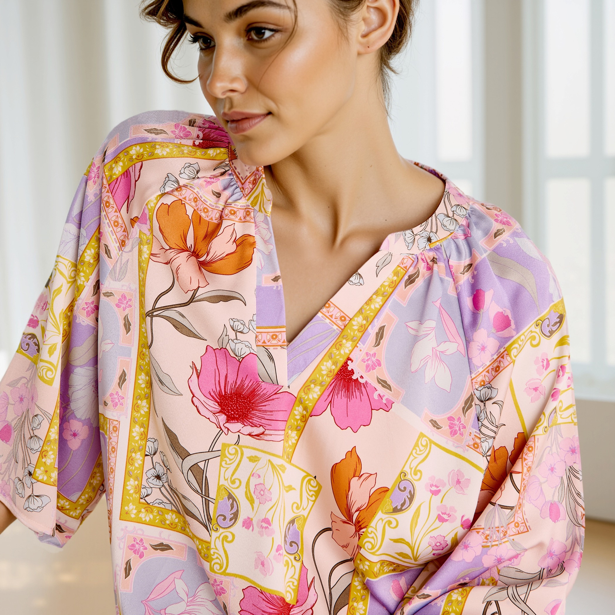 Floral Print Satin Top and Pyjama Set-women-clothing-nightwear-pyjamas-longsets-image-5