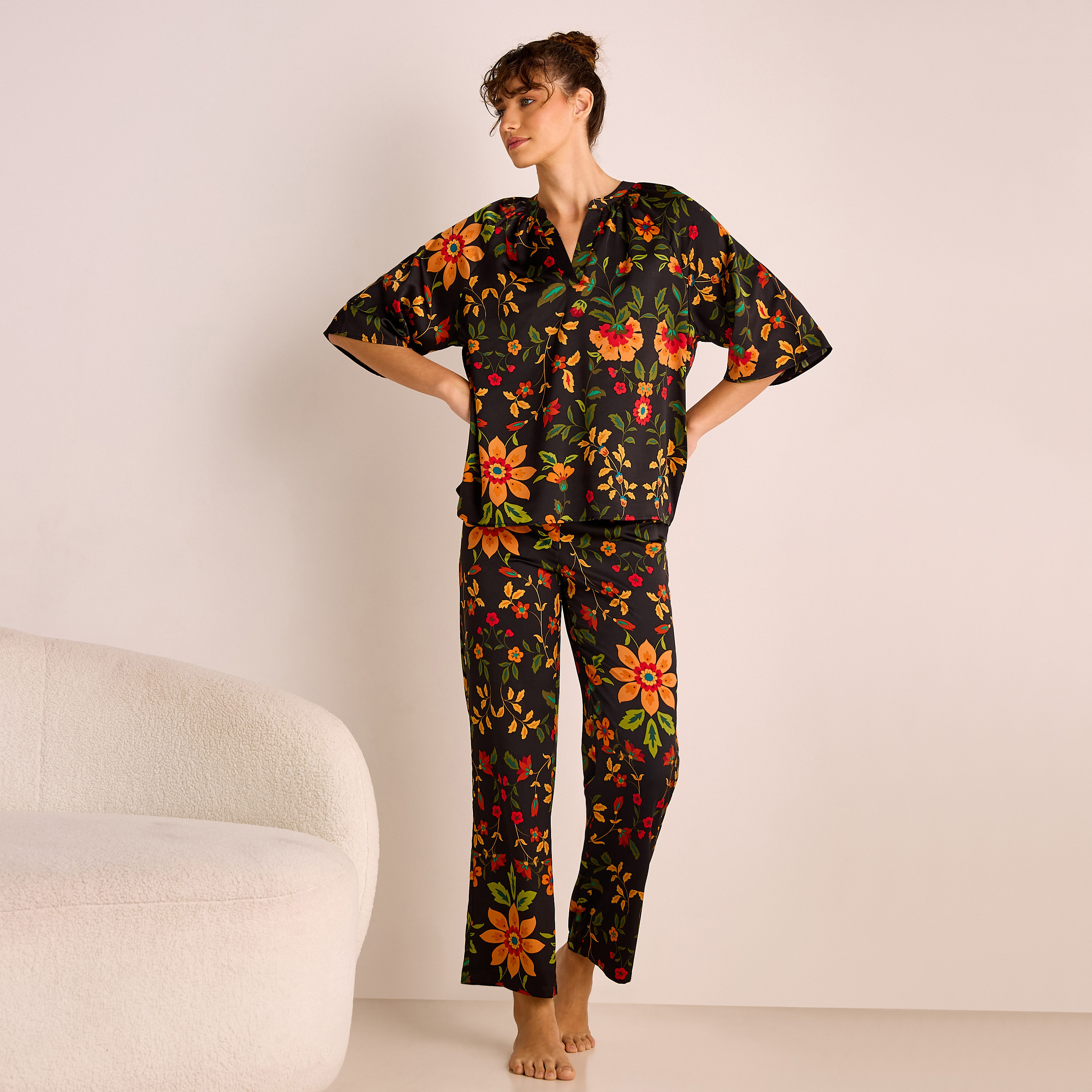 Floral Print Satin Top and Pyjama Set-women-clothing-nightwear-pyjamas-longsets-image-7