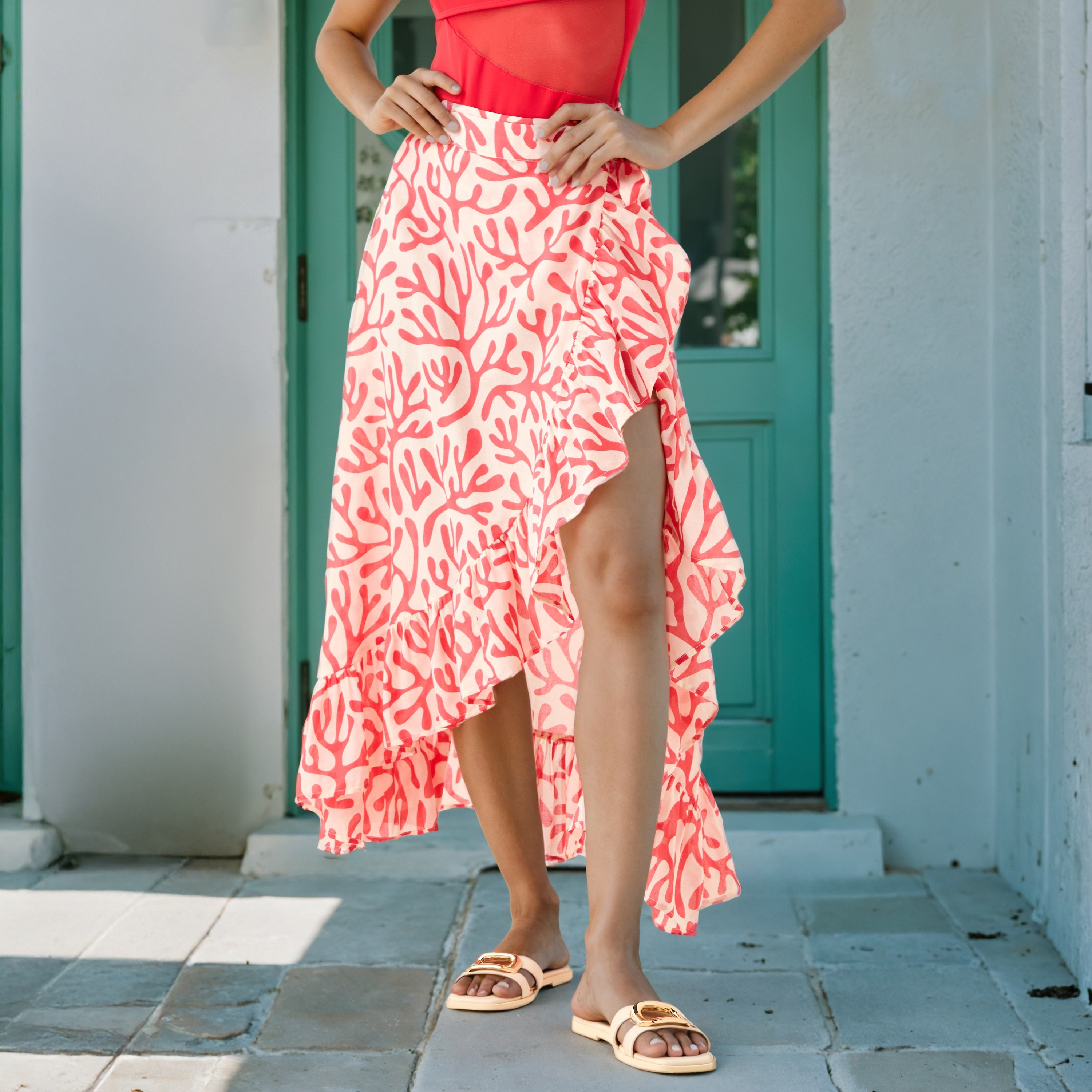 Printed Sarong with Ruffle Detail-women-clothing-swimandbeach-beachwear-image-1