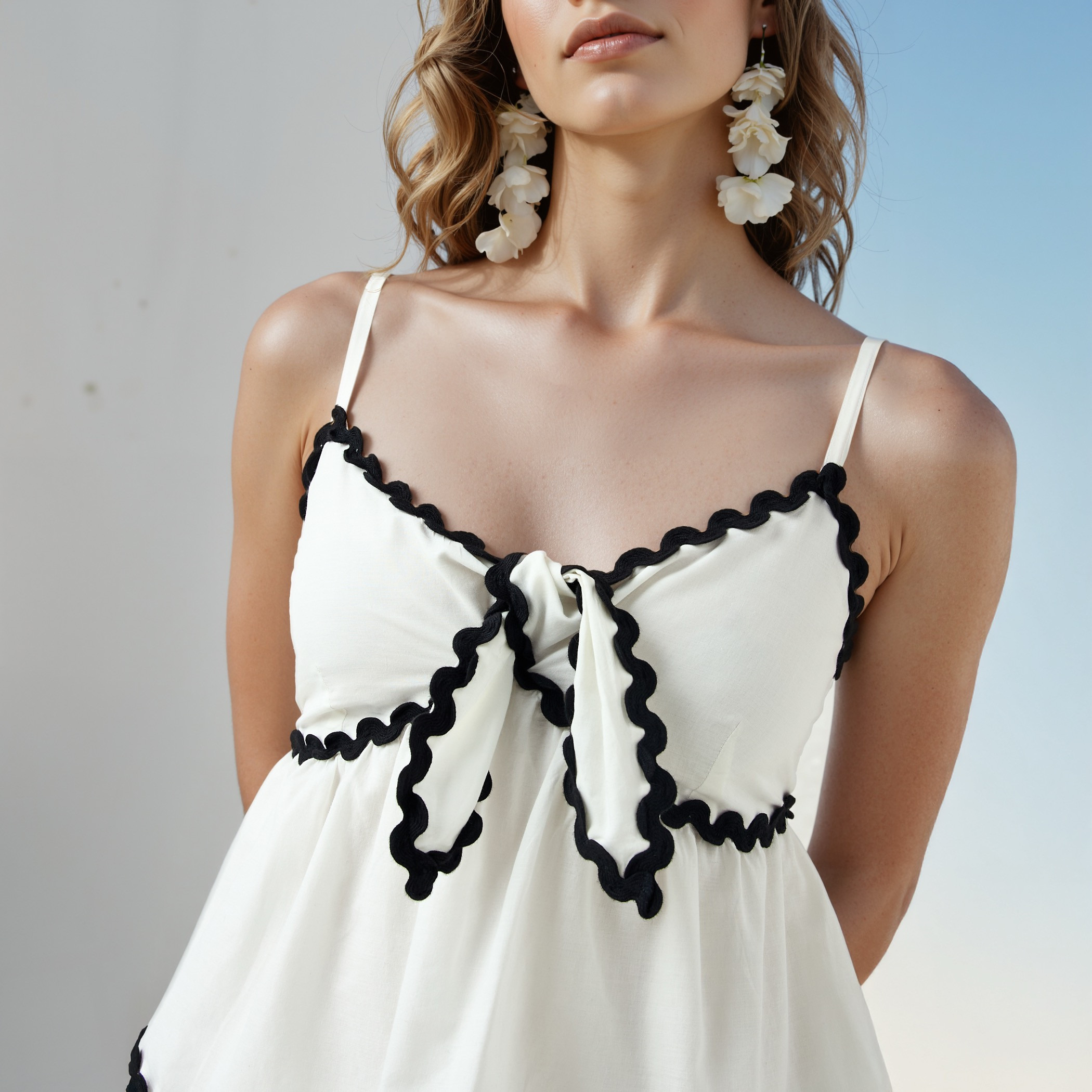 Tiered Dress with Contrast Trim and Spaghetti Straps-women-clothing-swimandbeach-beachwear-image-4