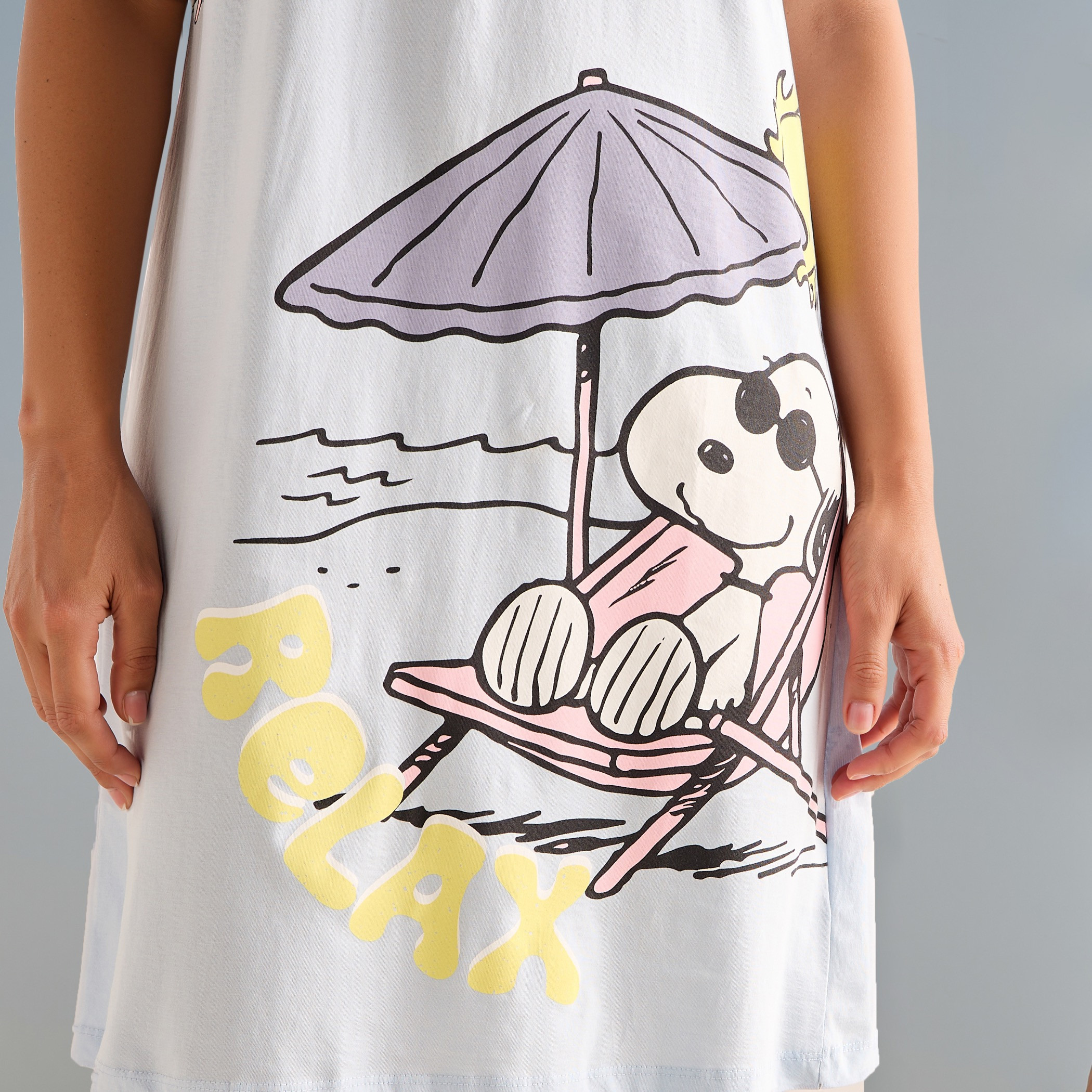 Snoopy Print Cotton Night Dress-women-clothing-nightwear-nighties-image-5