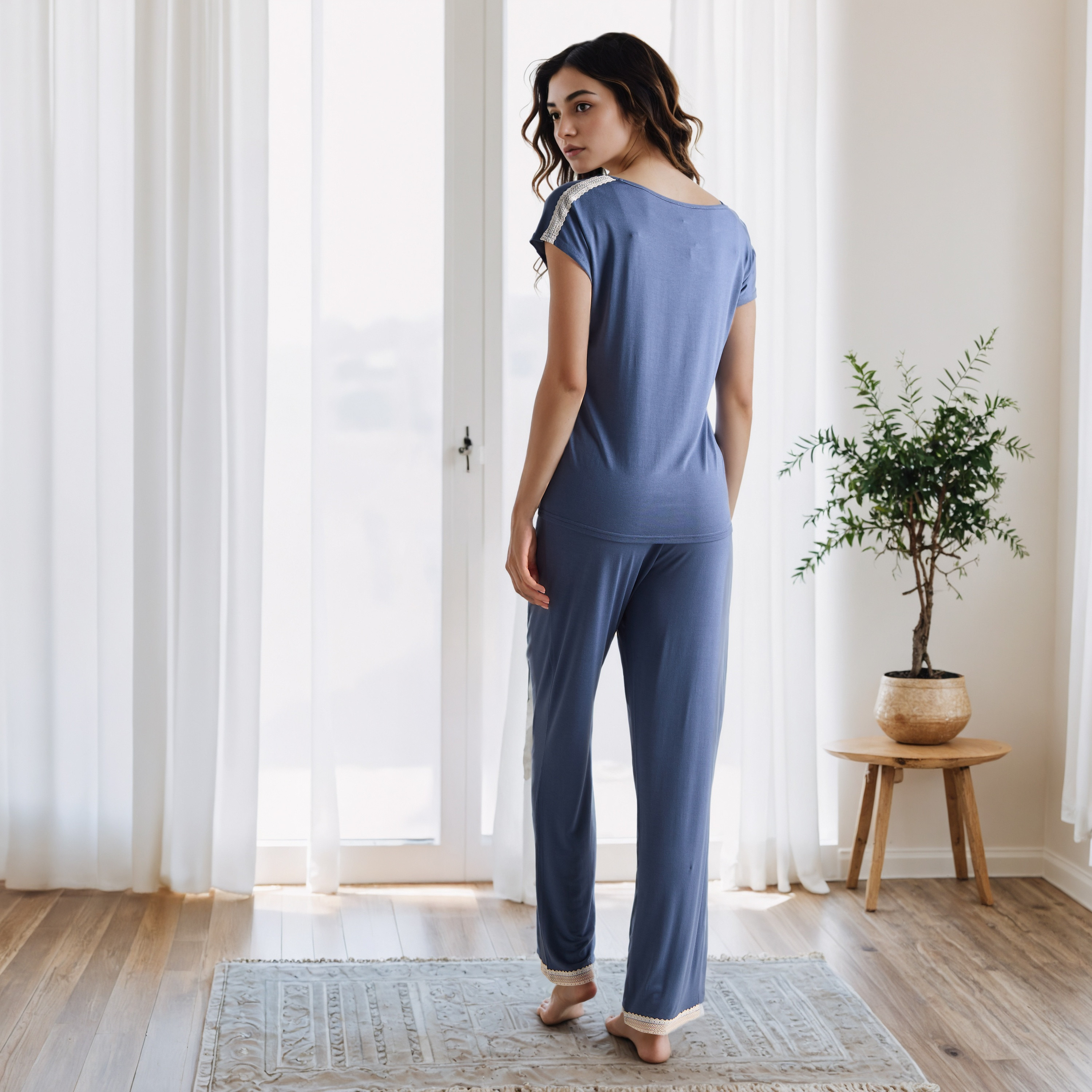 Lace Trim Pyjama Set-women-clothing-nightwear-pyjamas-longsets-image-3