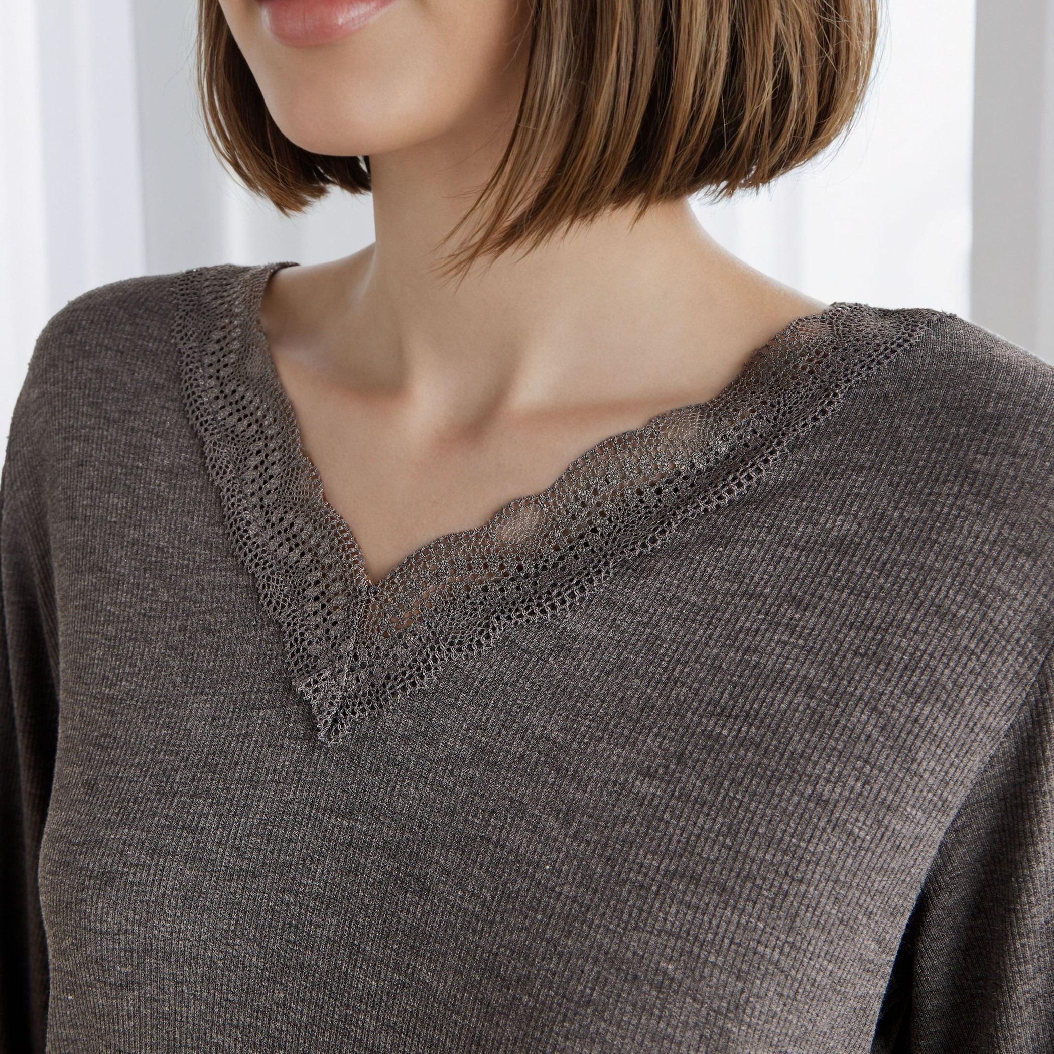 Ribbed V-neck Night Dress-women-clothing-nightwear-nighties-image-4