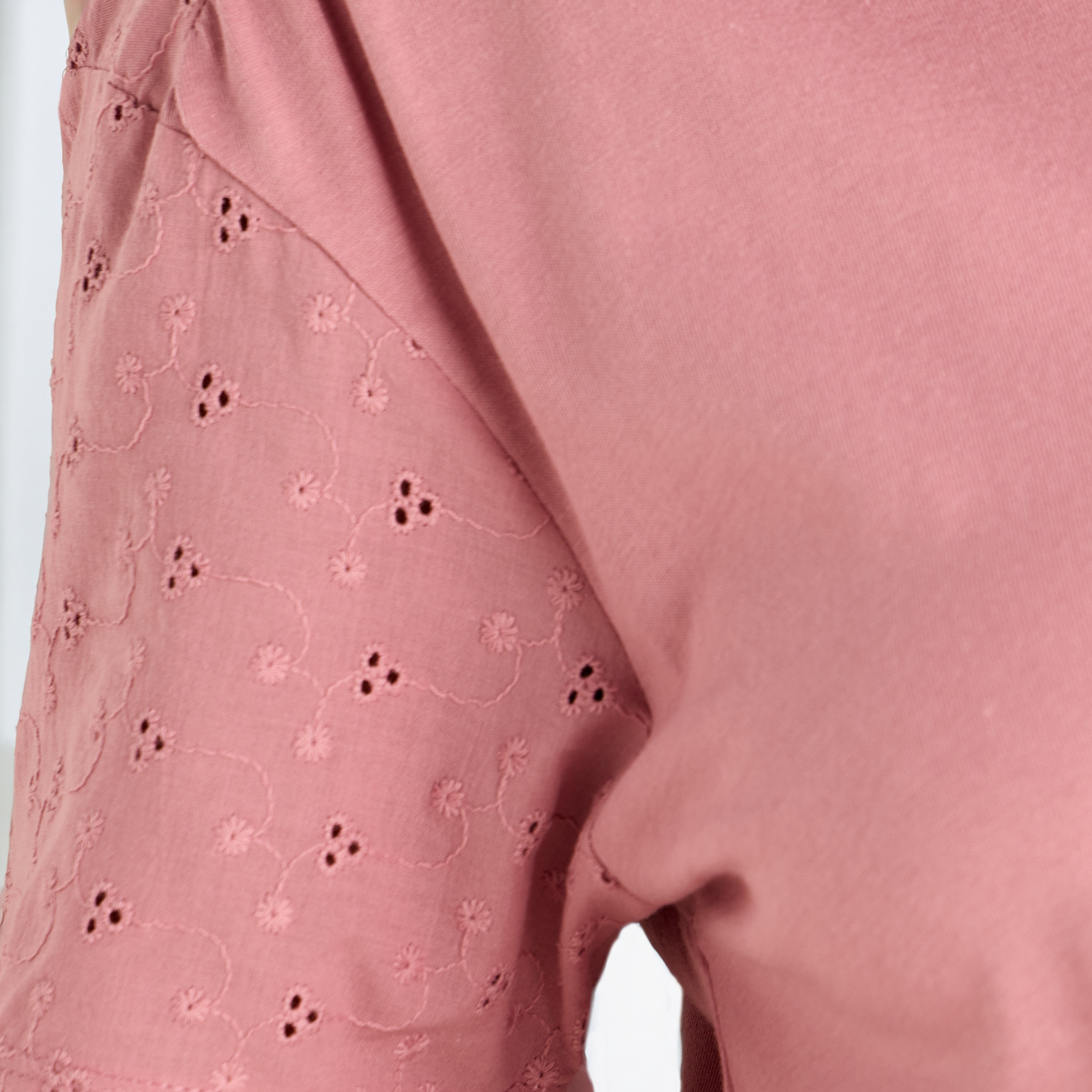 Schiffli Embroidered V-neck Cotton Night Dress-women-clothing-nightwear-nighties-image-5