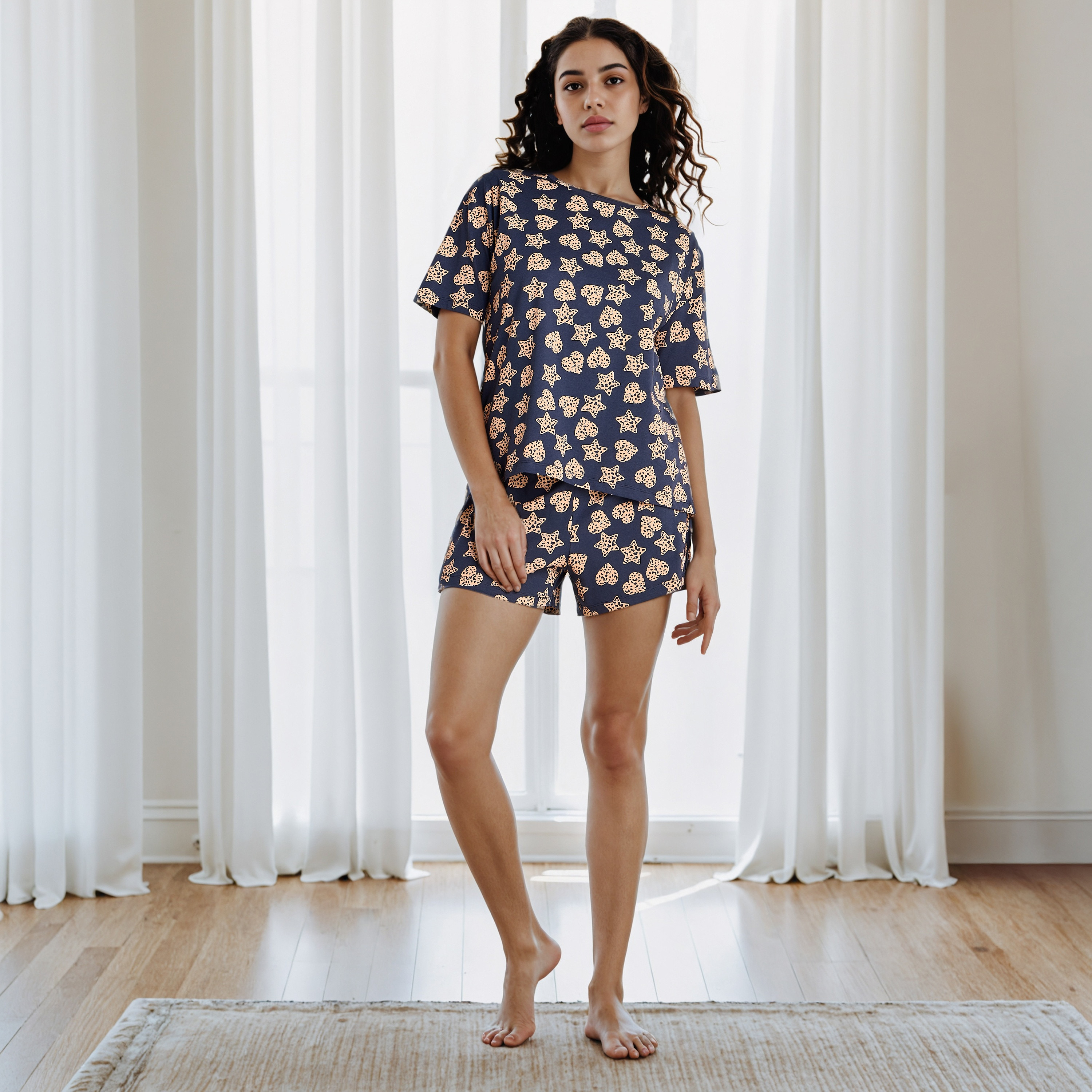 طقم شورت وتيشيرت بطبعات-women-clothing-nightwear-pyjamas-shortsets-image-7