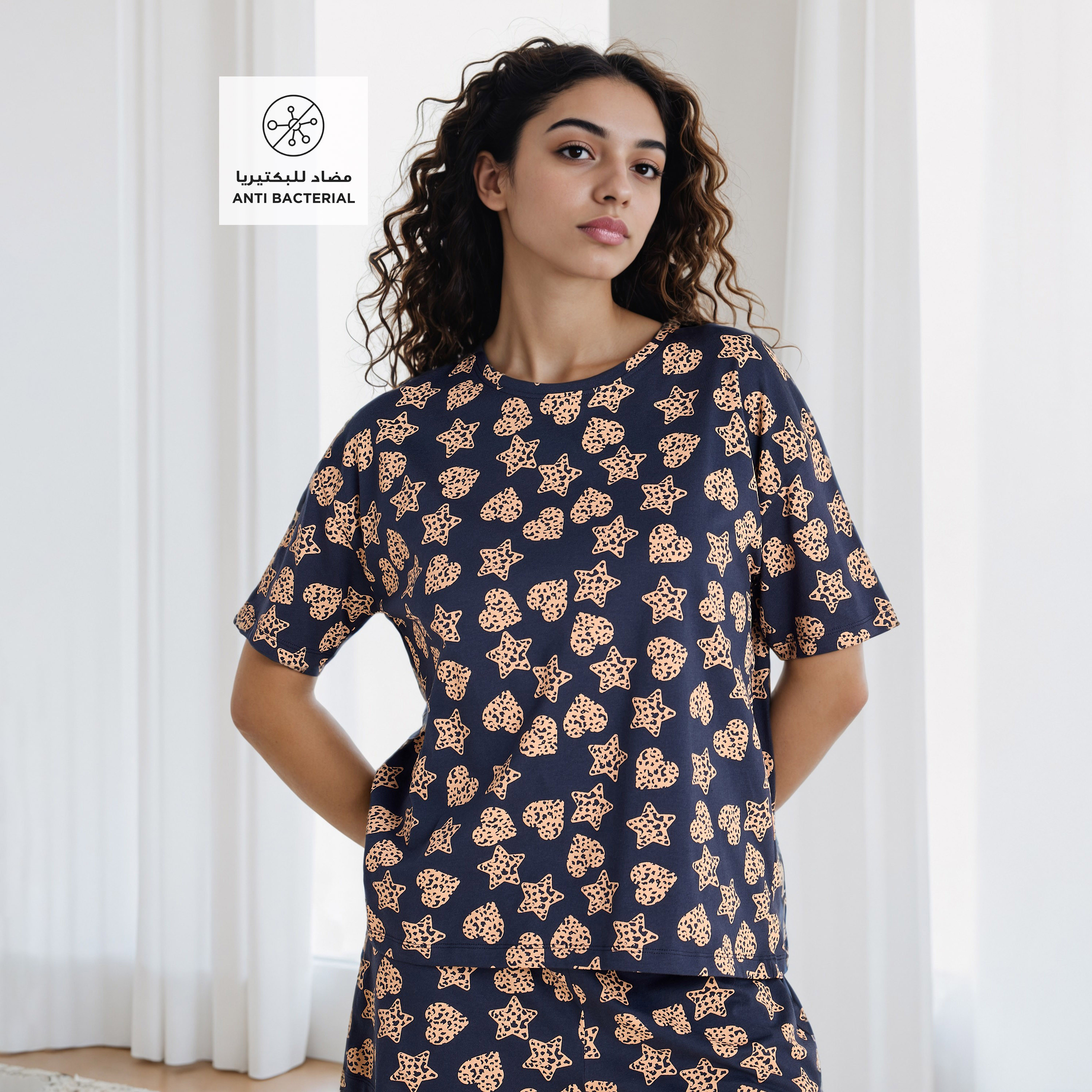 طقم شورت وتيشيرت بطبعات-women-clothing-nightwear-pyjamas-shortsets-image-6