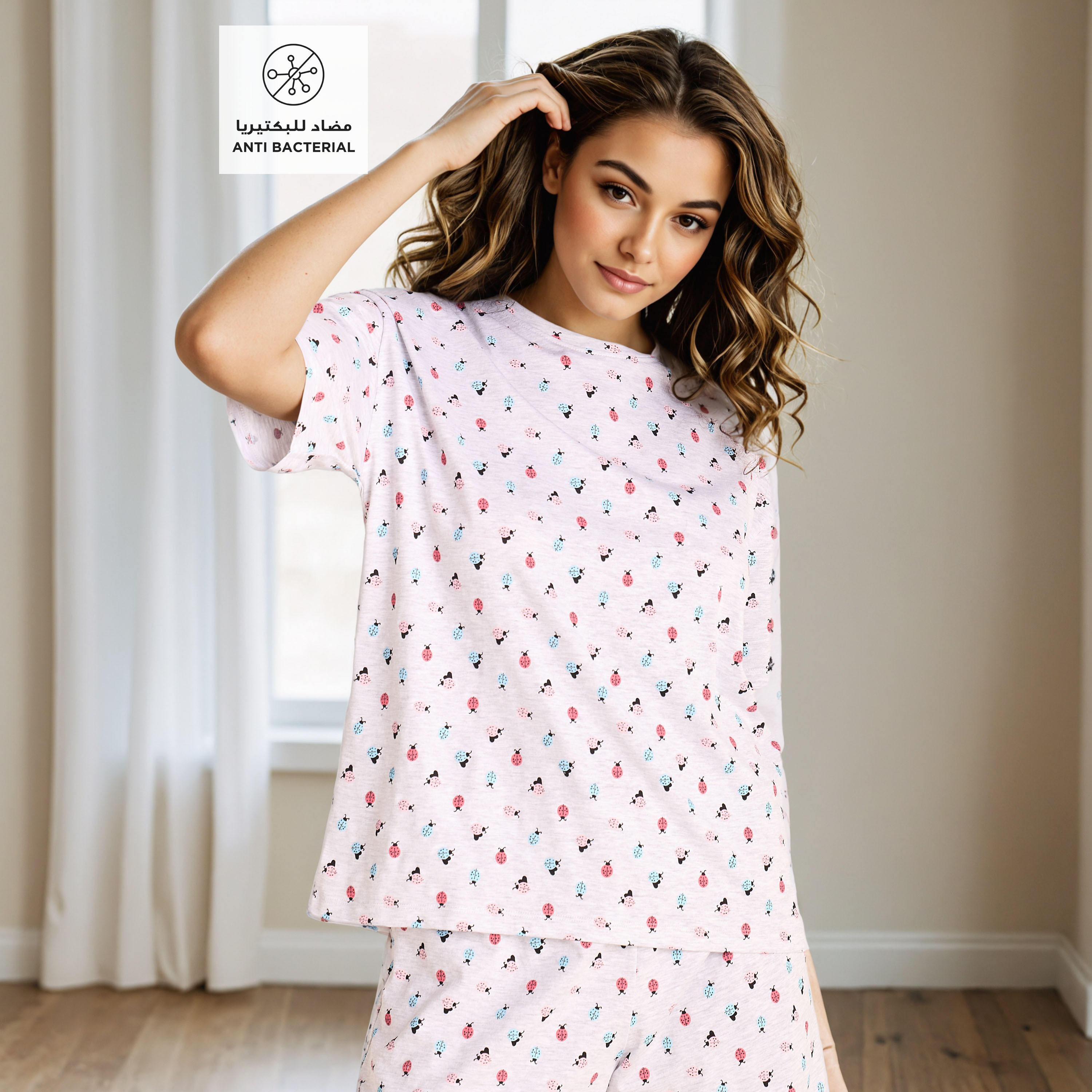 طقم شورت وتيشيرت بطبعات-women-clothing-nightwear-pyjamas-shortsets-image-5