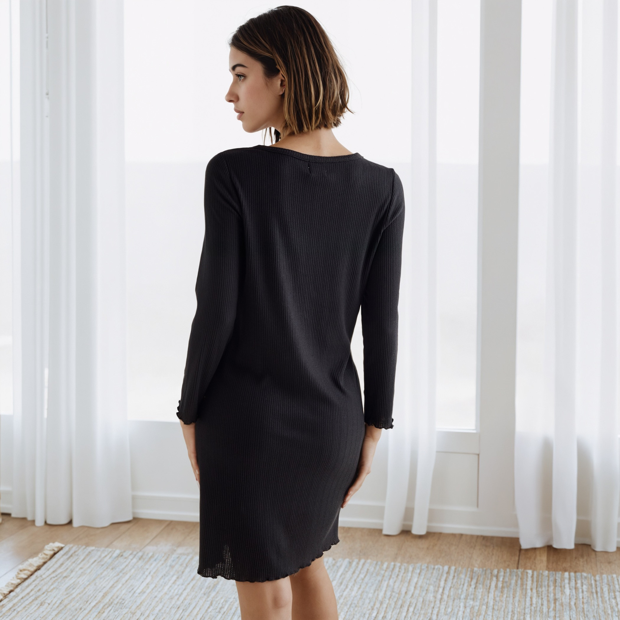 Textured Pointelle Night Dress-women-clothing-nightwear-nighties-image-3