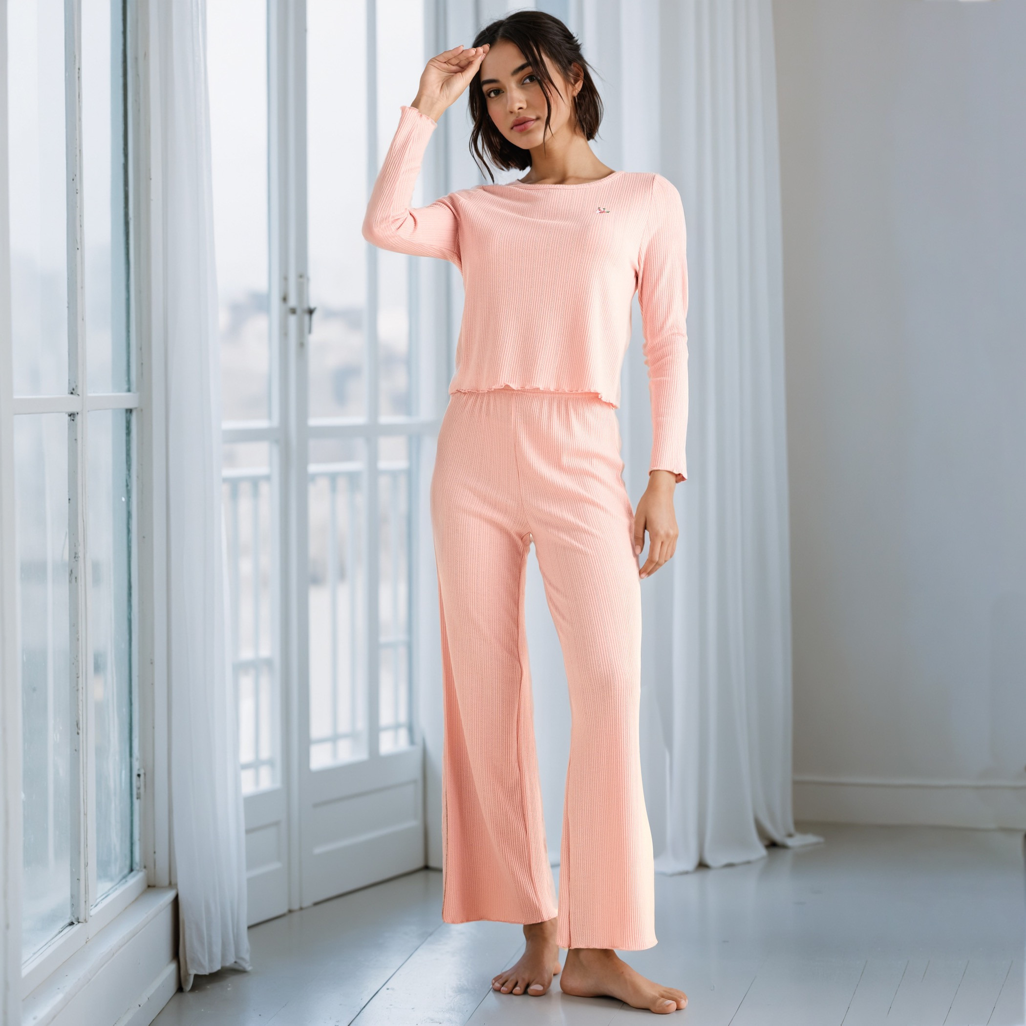 Pointelle Textured Pyjama Set-women-clothing-nightwear-pyjamas-longsets-image-1